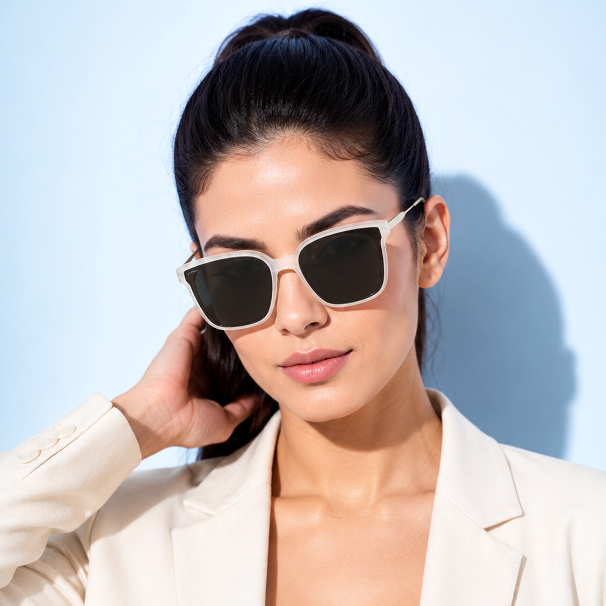 PERKEY Square-Oversized Black UV Protected Sunglasses Men Women - PRKY0013-C2