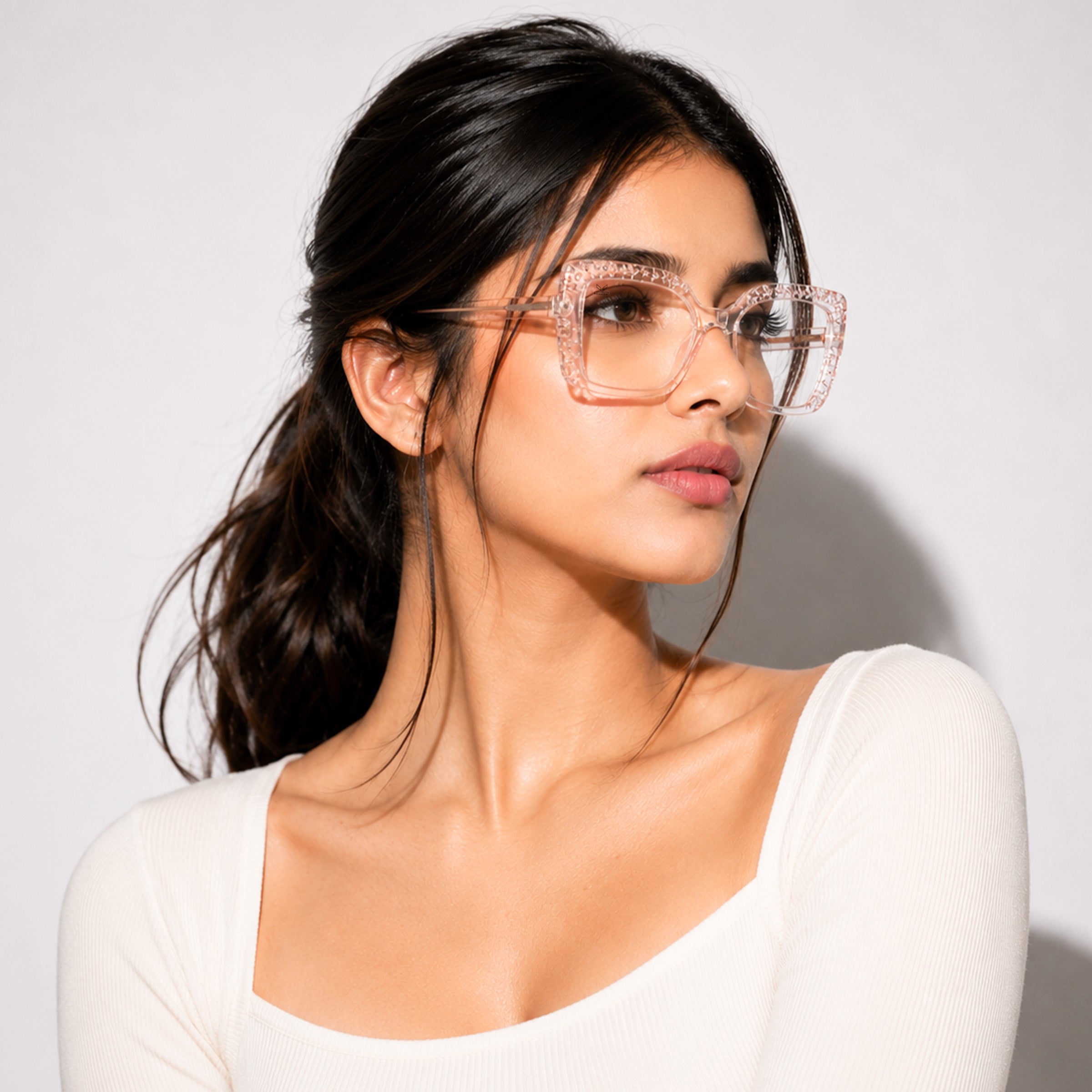 PERKEY Square Full Rim Anti Glare Specs for Women - OPTL0020-C4