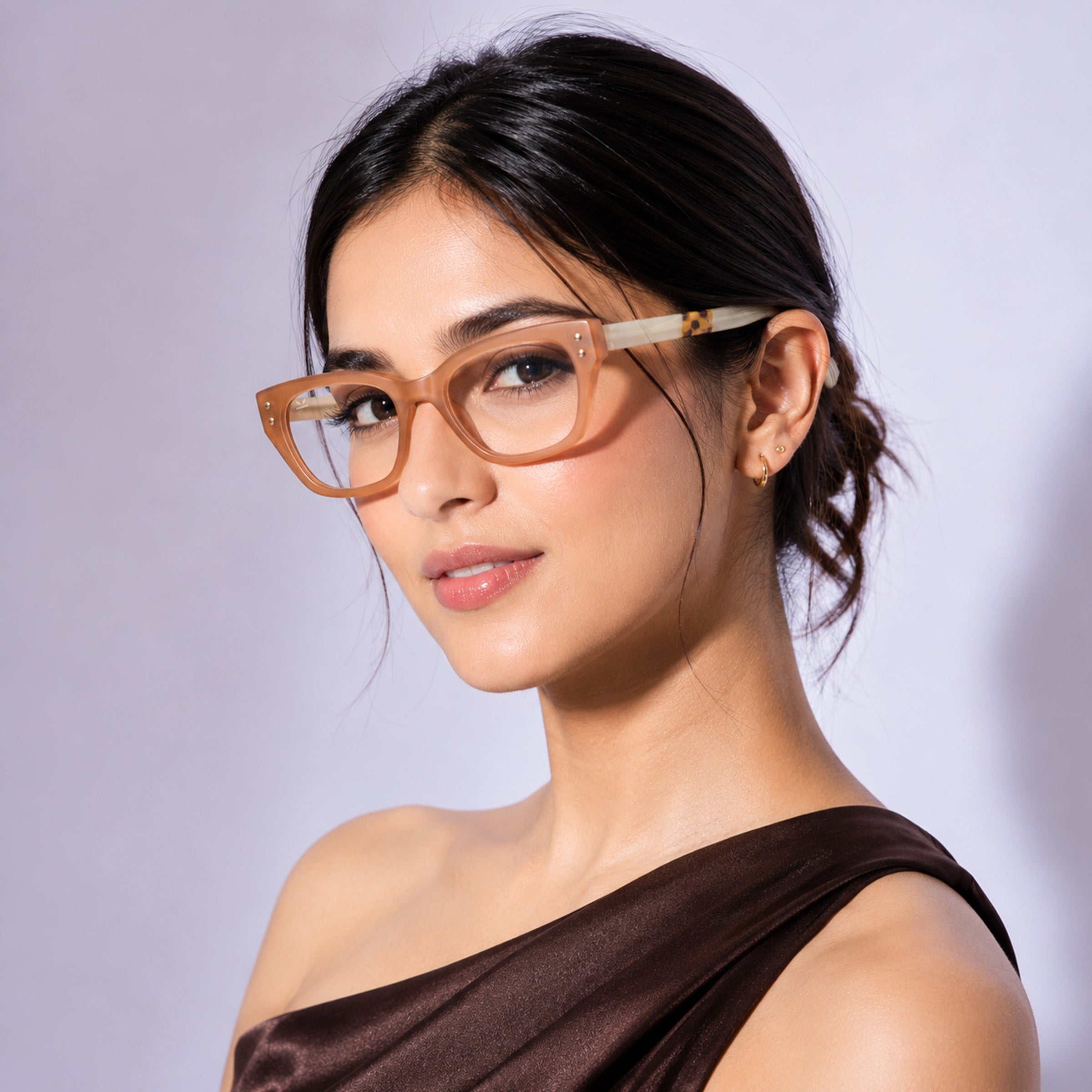 PERKEY Soft Square Glossy Pink Eyeglass Frame For Women - OPTL0022-C2