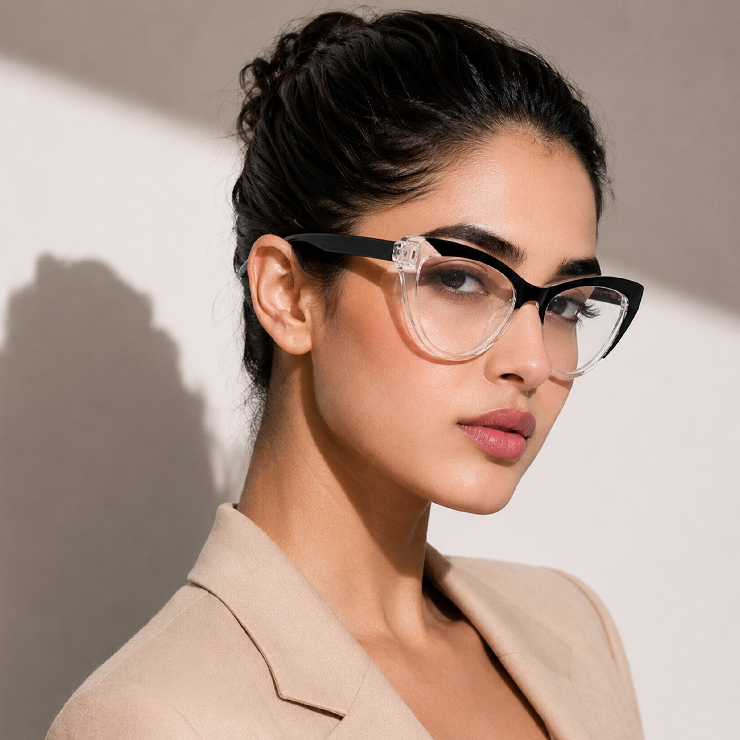 PERKEY Cat Eye Oversized Black White Fusion Computer Glasses For Women - OPTL0010-C4