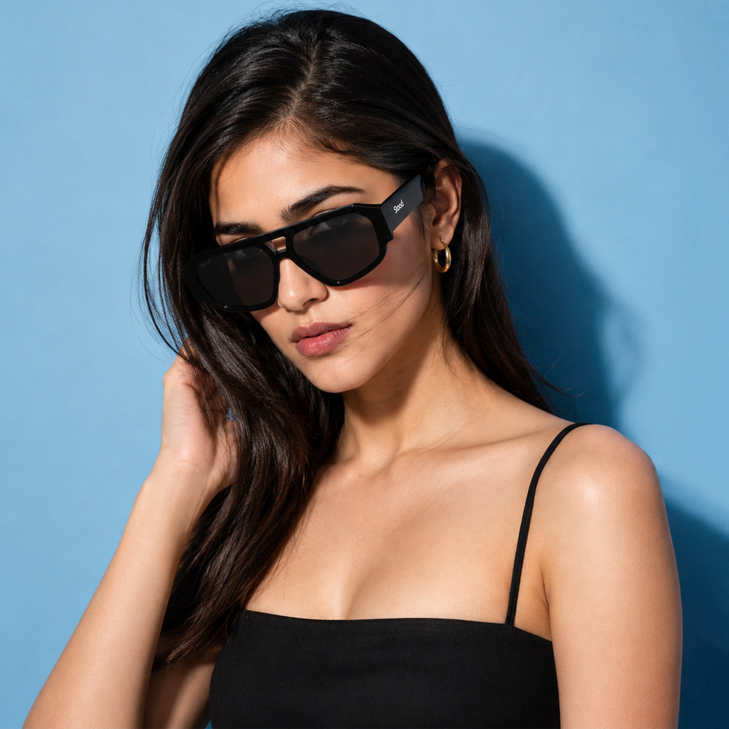 Stood Polygon UV Protected Black Sunglasses For Men & Women - SG-STD0036-C1