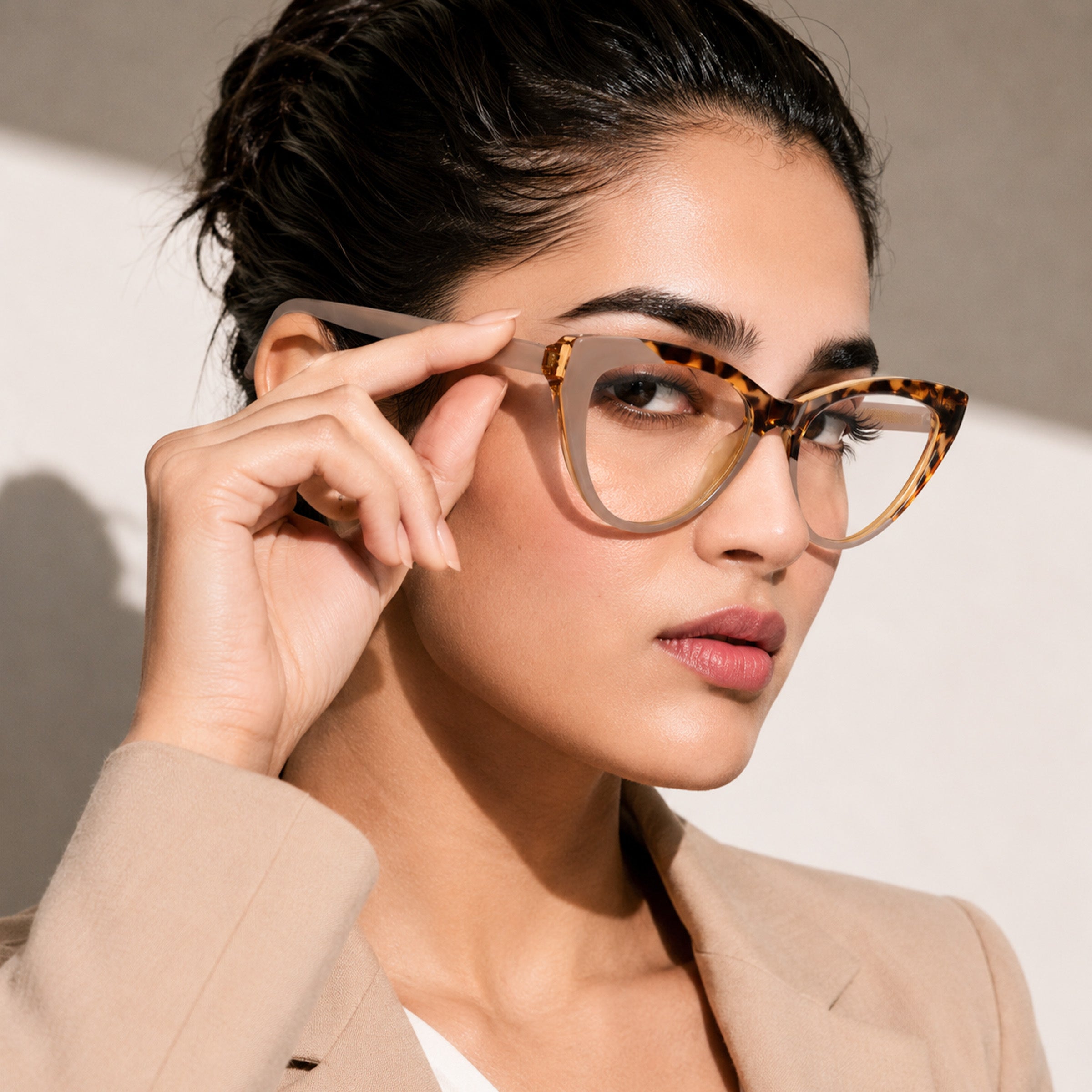 PERKEY Full Rim Cat Eye-Oversized Transparent Computer Blue Cut Spectacles Frames Women - OPTL0010-C2