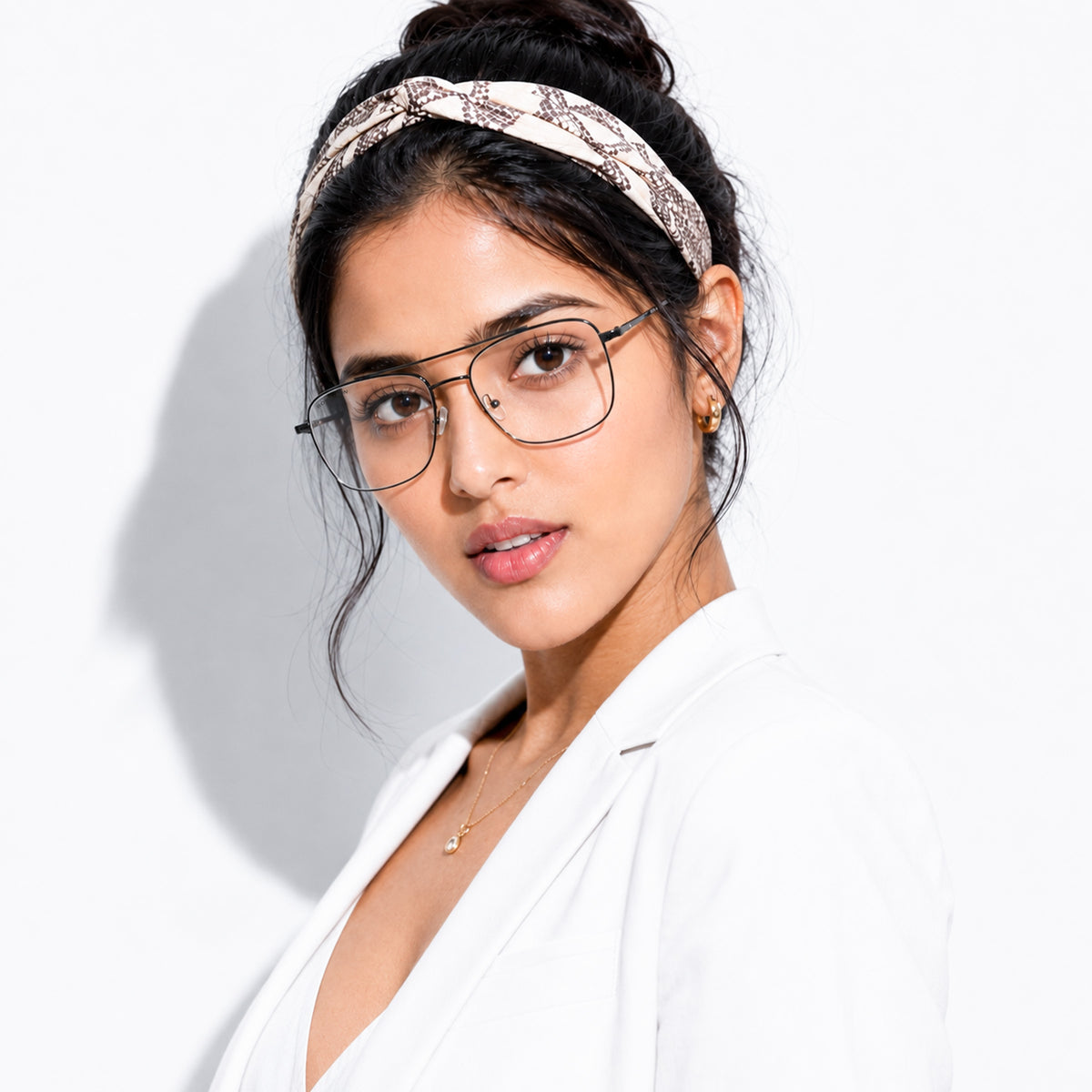 ROYAL SON Retro Square Spectacle Frame For Men And Women (RS0023SF|50|Transparent Lens)
