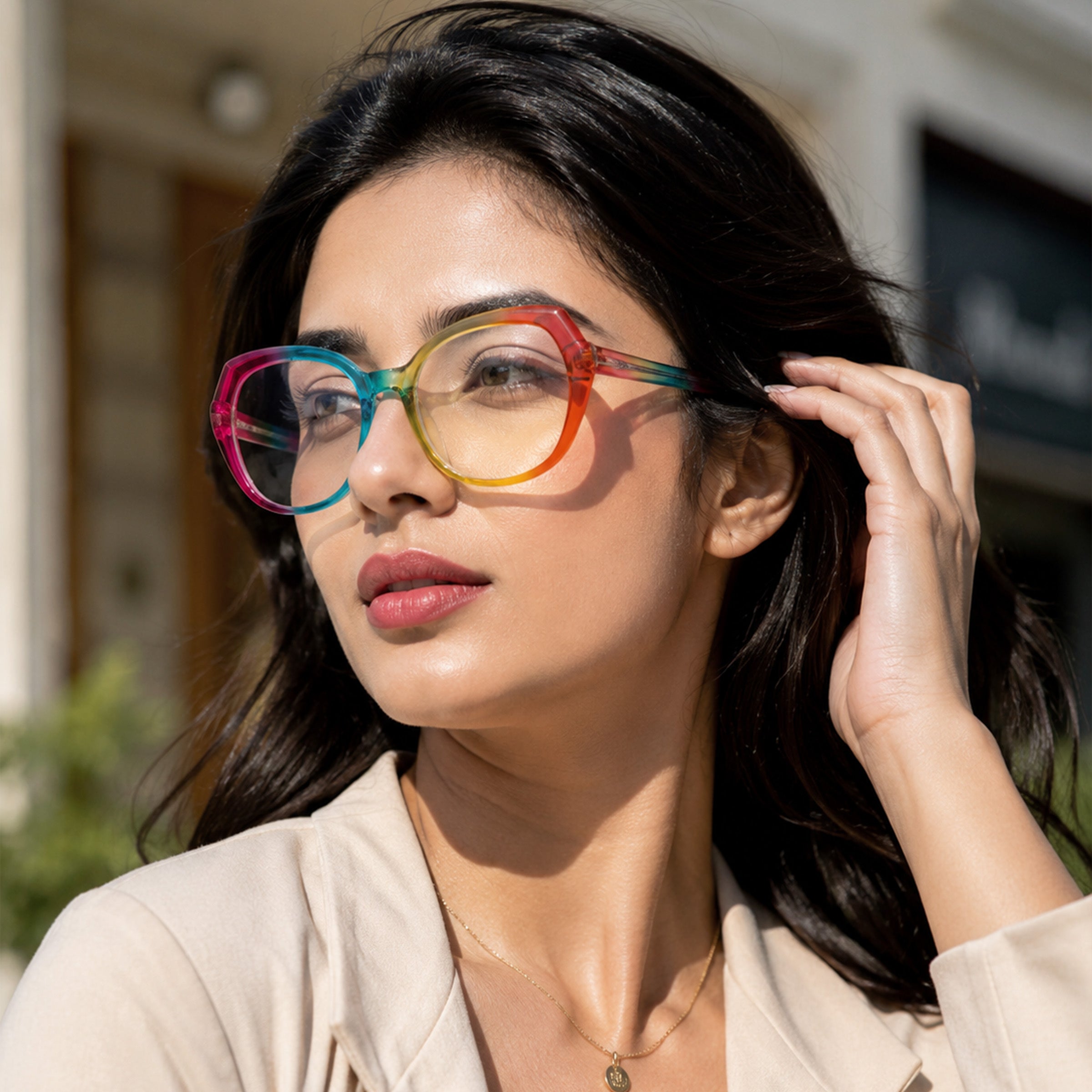 PERKEY Full Rim Oval Transparent Computer Blue Cut Spectacles Frames Women - OPTL004-C2