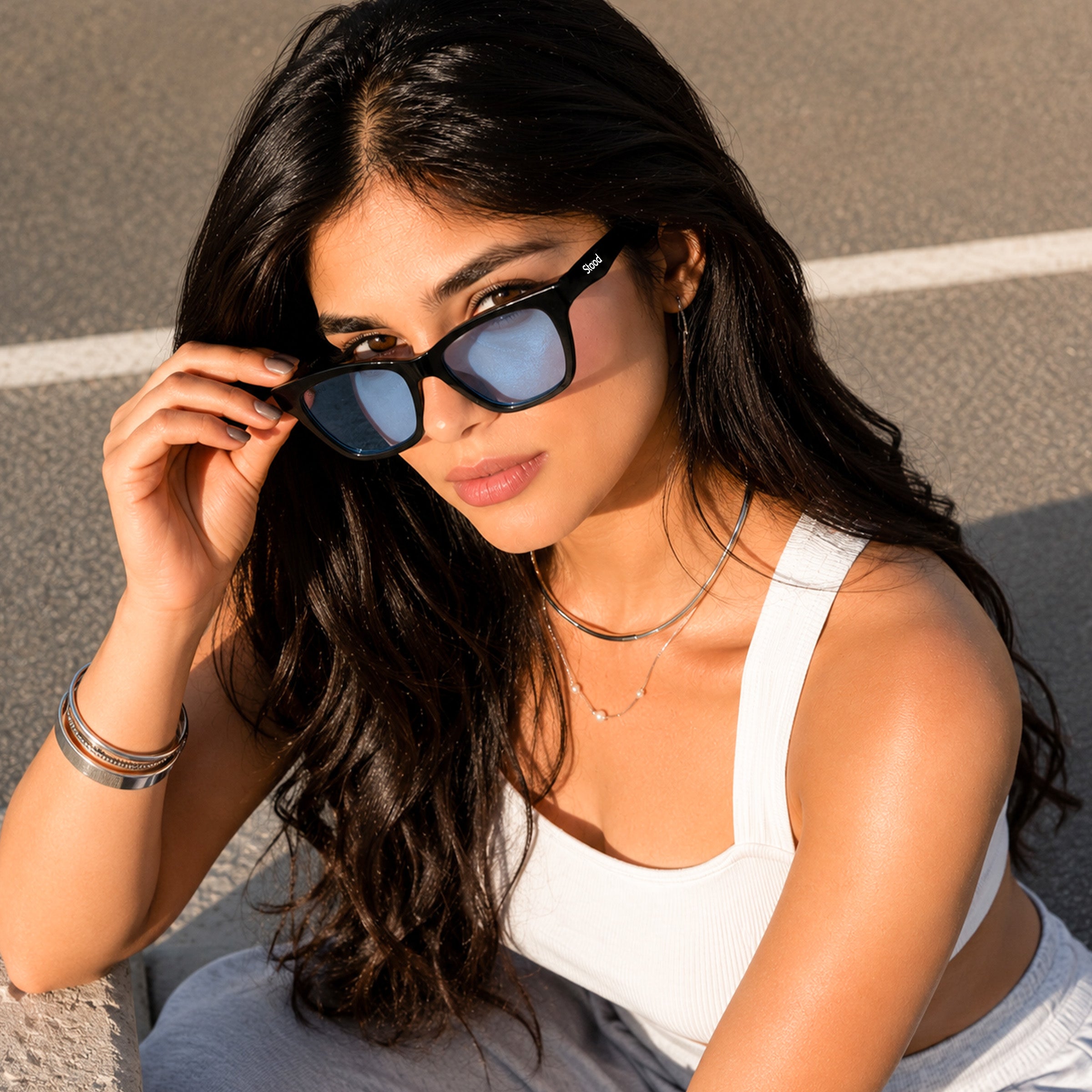 Stood Blue Square UV Protected Sunglasses For Men & Women - SG-STD0033-C3