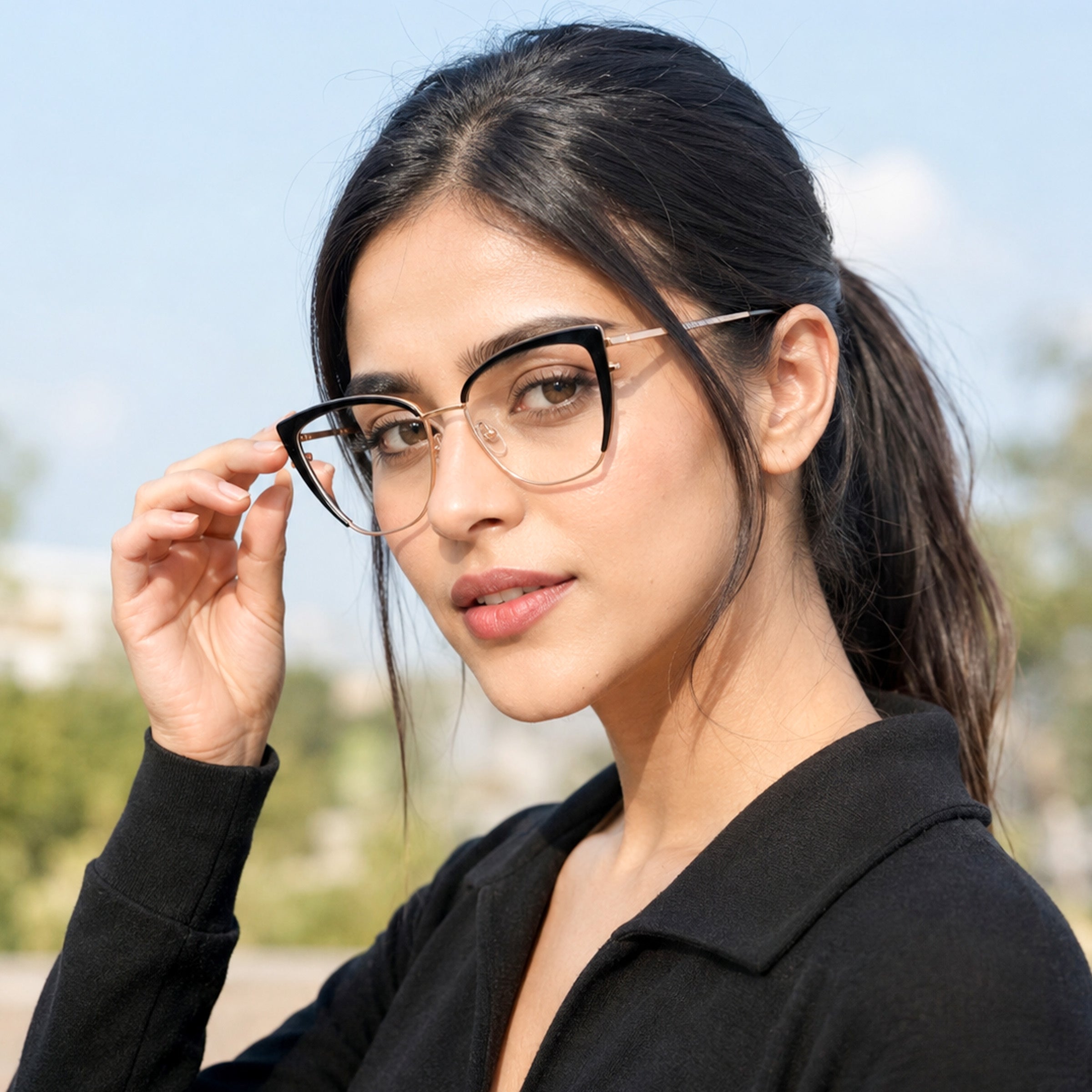 PERKEY Full Rim Cat Eye Blue Light Cut & Antiglare Computer Eyeglasses For Women - OPTL0018-C1