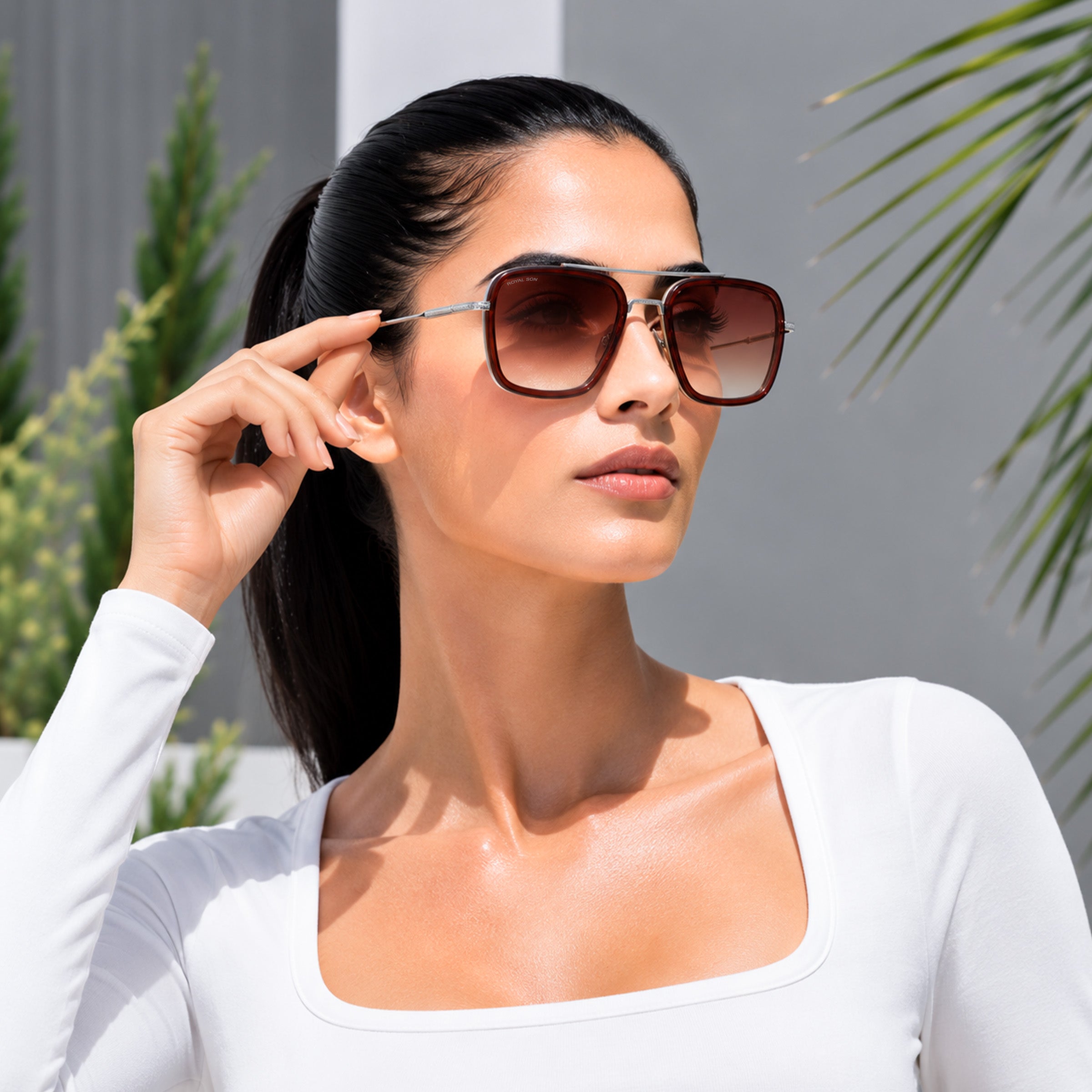 Royal Son Square UV Protected Men Women Sunglasses - CHI0073