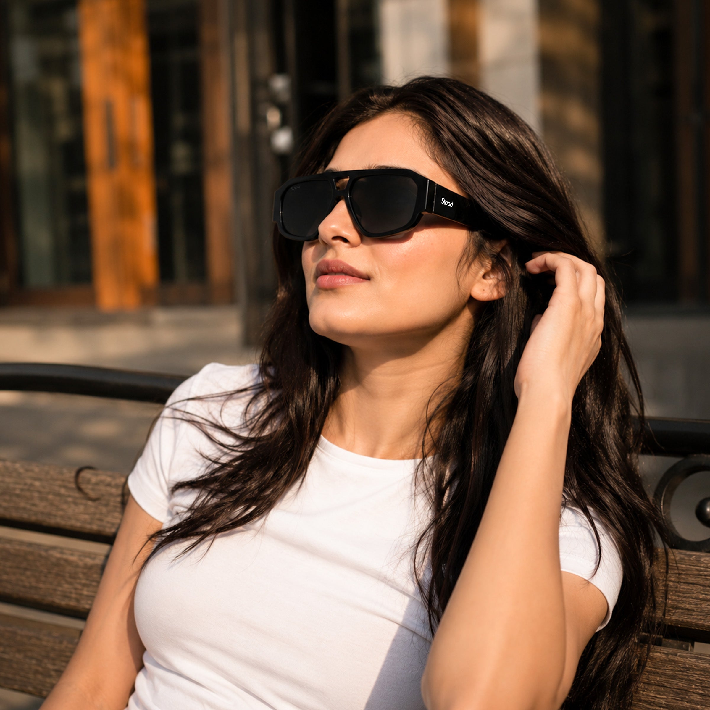 Stood Polygon UV Protected Black Sunglasses For Men & Women - SG-STD0036-C1