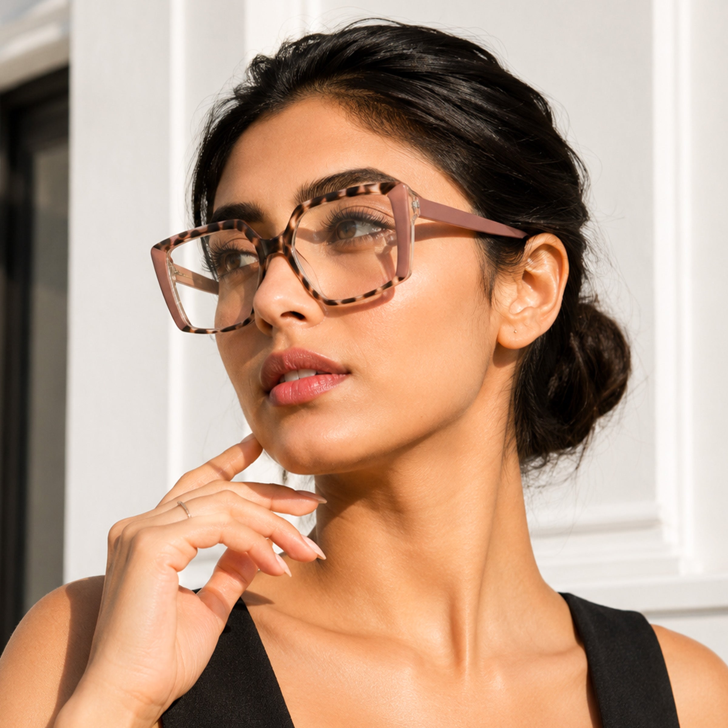 PERKEY Full Rim Square-Oversized Transparent Computer Blue Cut Spectacles Frames Men Women - OPTL007-C2