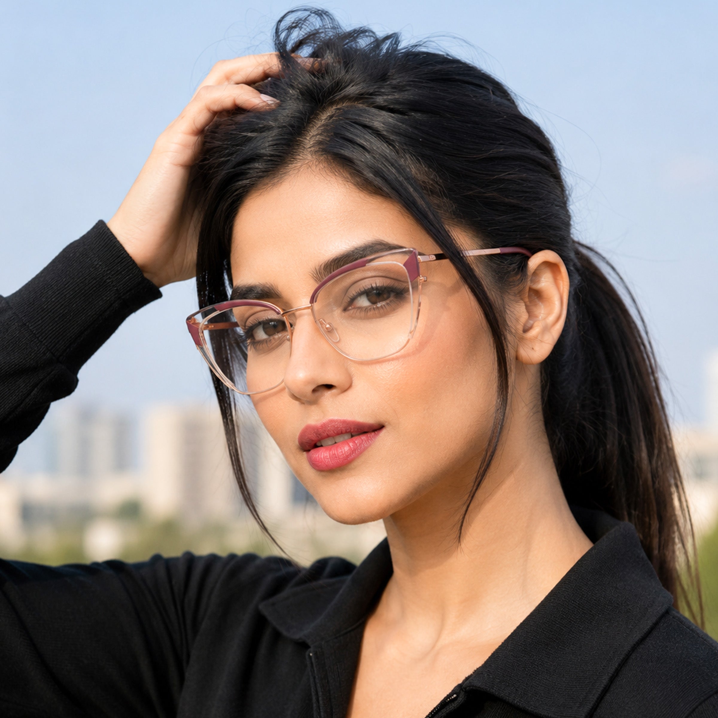 PERKEY Full Rim Cat Eye Blue Light Cut & Antiglare Computer Eyeglasses For Women - OPTL0018-C4