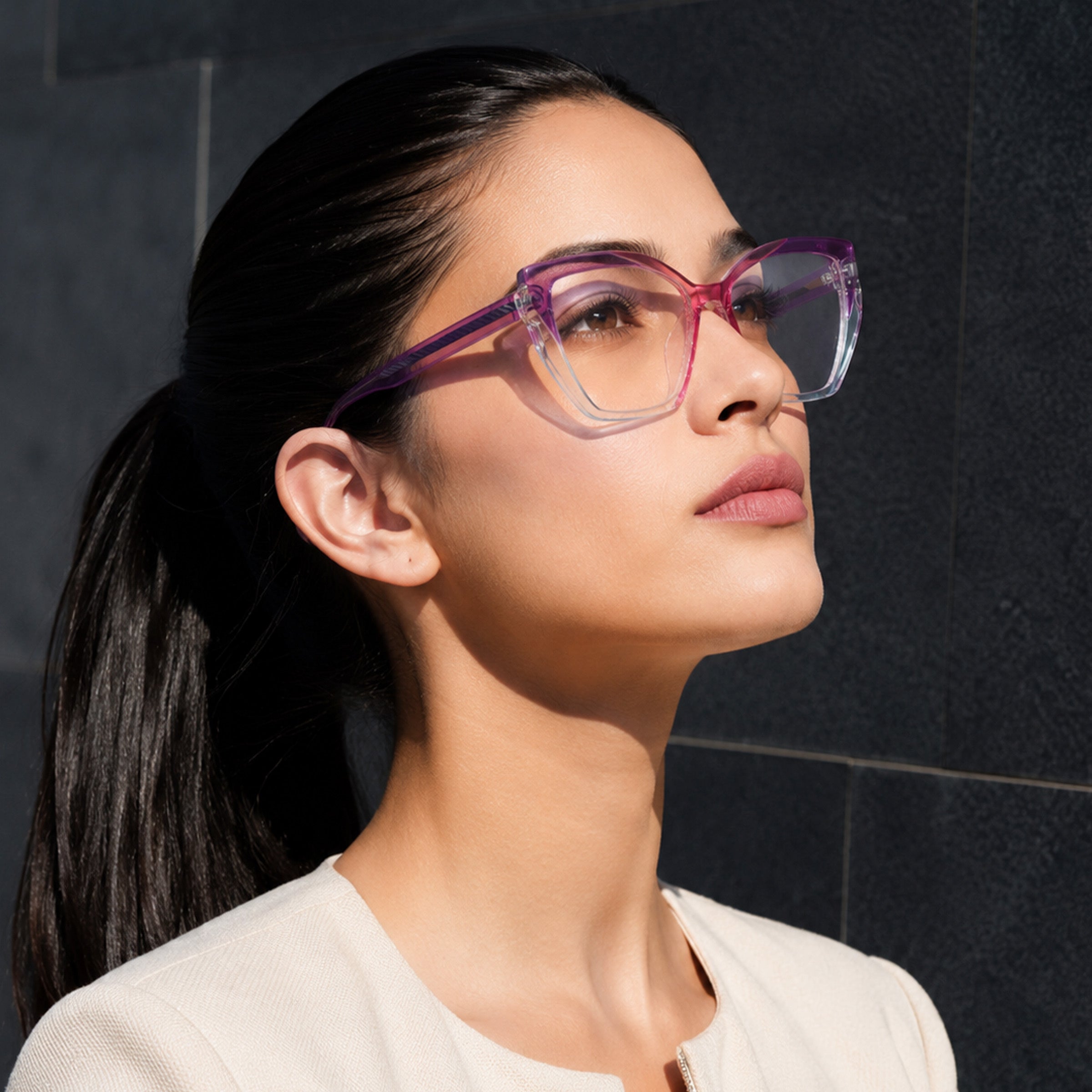 PERKEY Full Rim Square-Cat Eye Blue Light Blocking glasses Spectacles Frames Women - OPTL0011-C3