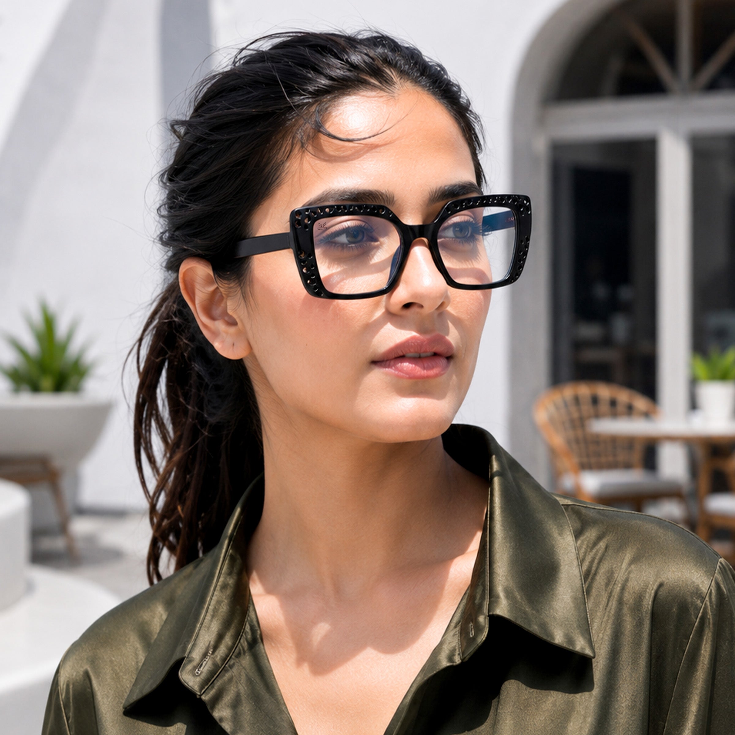 PERKEY Square Full Rim Computer Glasses for Women - OPTL0020-C1