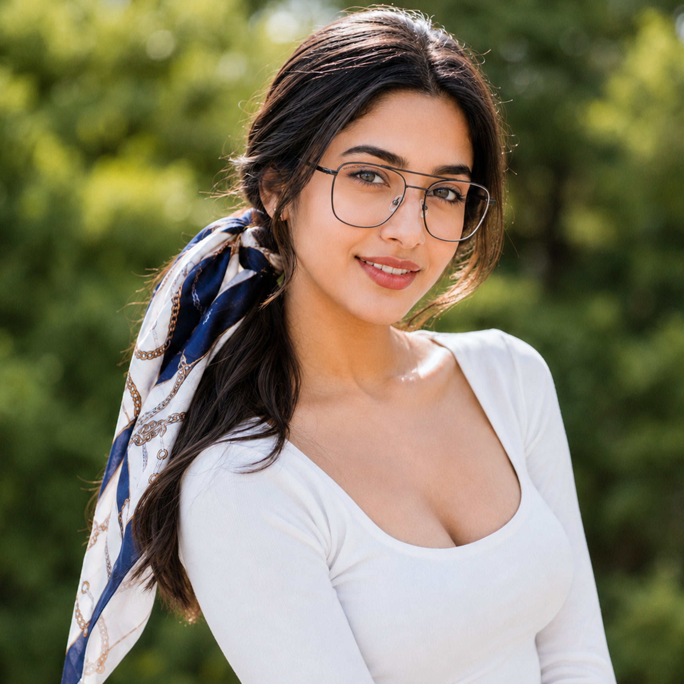 ROYAL SON Retro Square Spectacle Frame For Men And Women (RS0023SF|50|Transparent Lens)