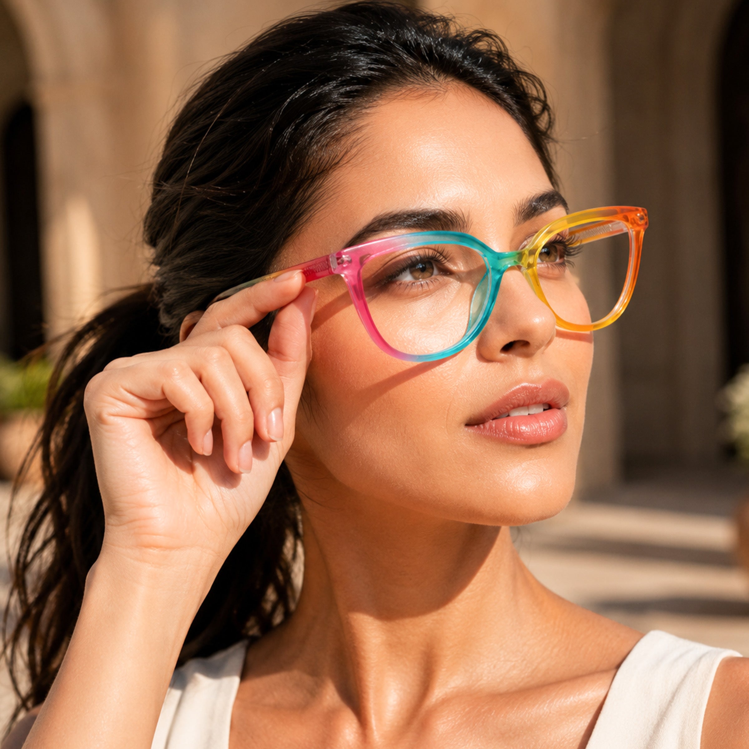 PERKEY Full Rim Oversized-Cat Eye Transparent Computer Glasses Frames Women - OPTL006-C2
