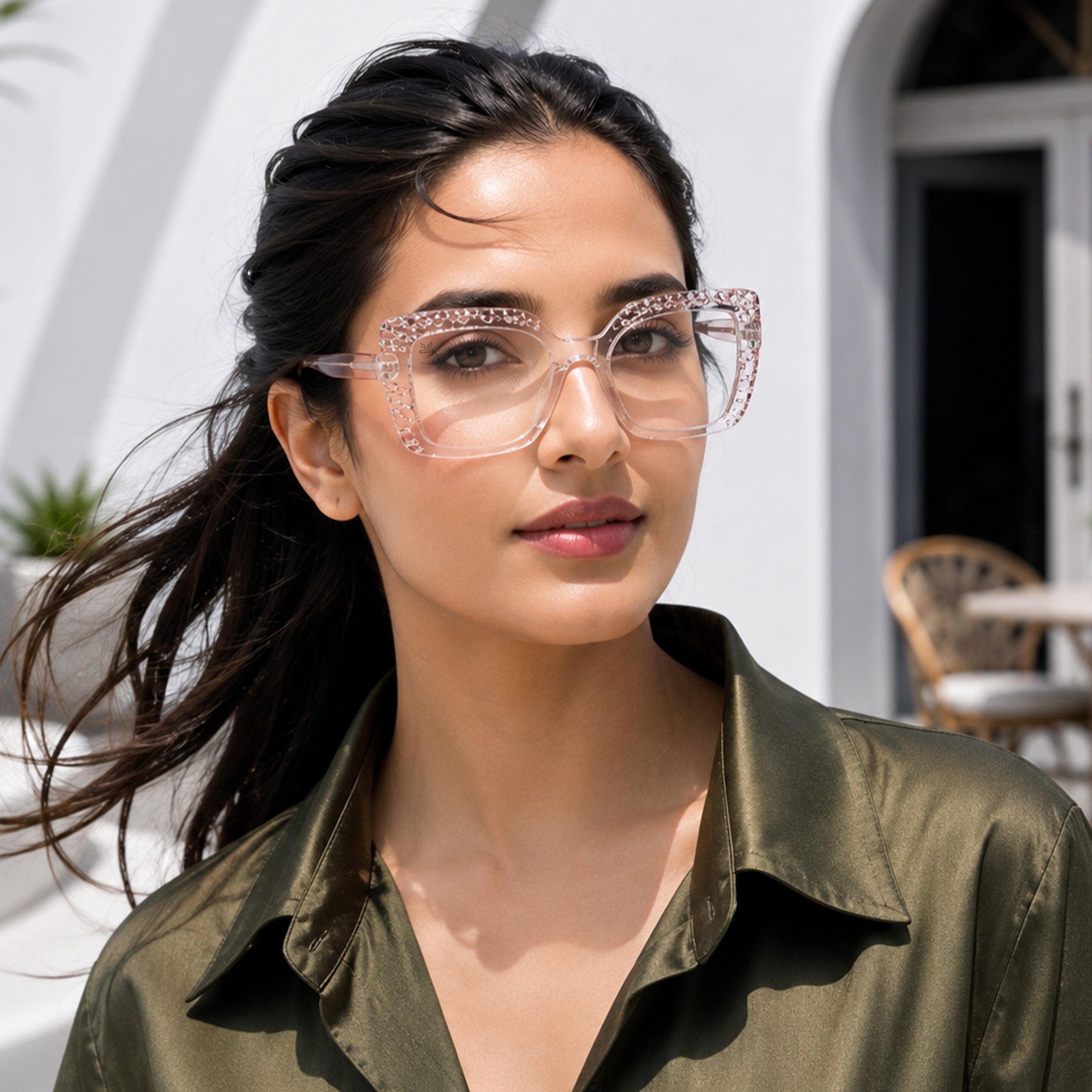 PERKEY Square Full Rim Anti Glare Specs for Women - OPTL0020-C4
