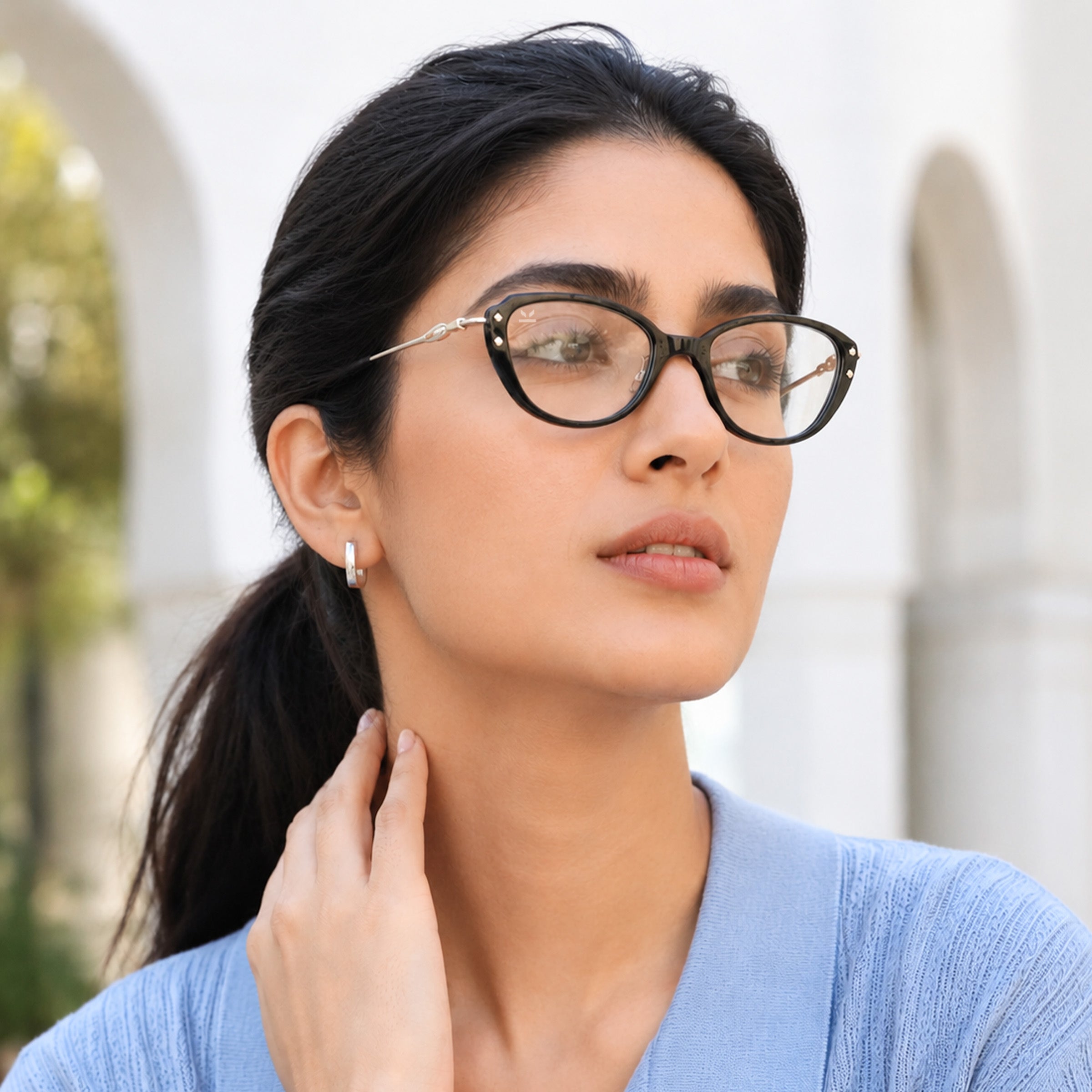 PERKEY Full Rim Oval Black Eyeglass Frame For Women  - OPTL0025-C1
