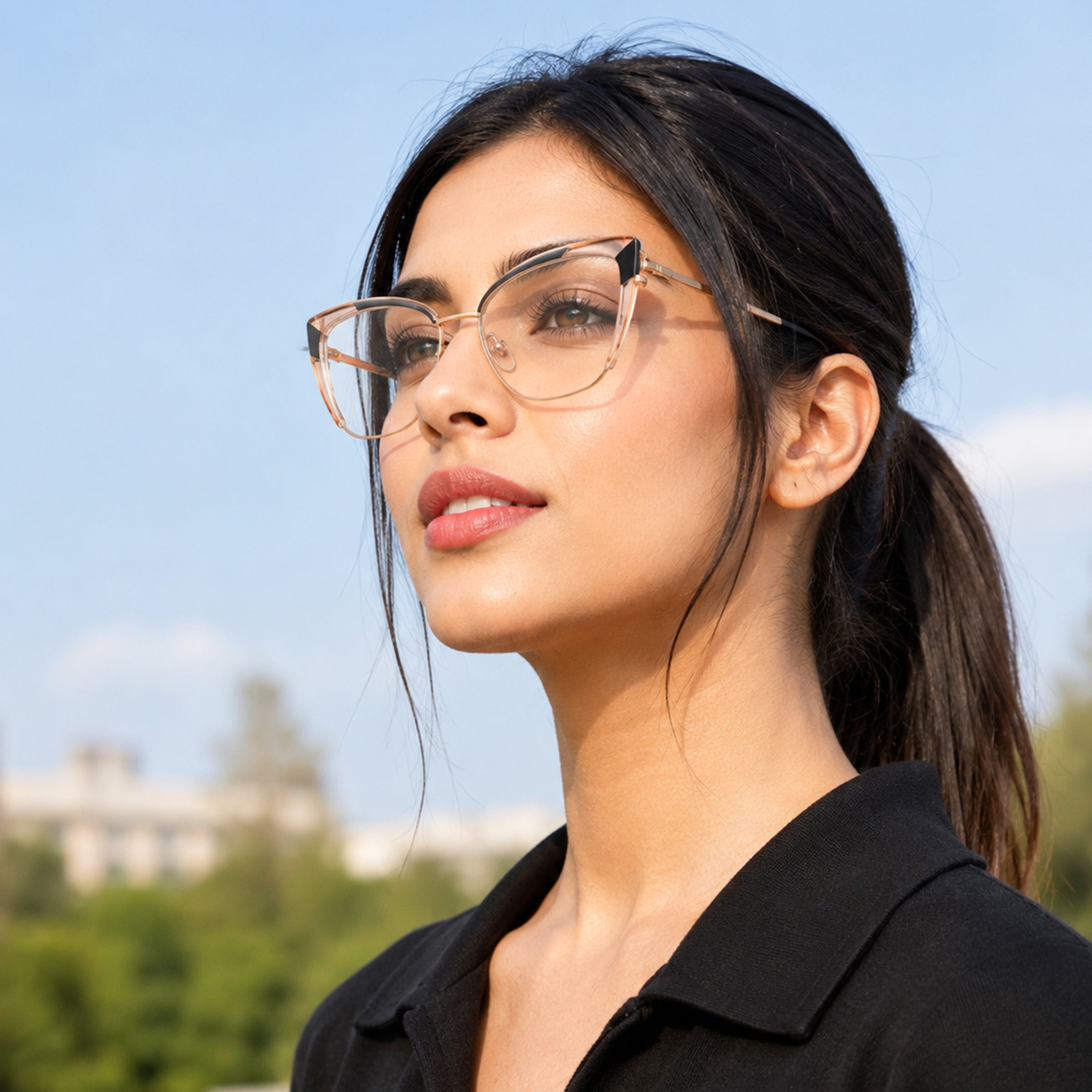 PERKEY Full Rim Cat Eye Blue Light Cut & Antiglare Computer Eyeglasses For Women - OPTL0018-C2