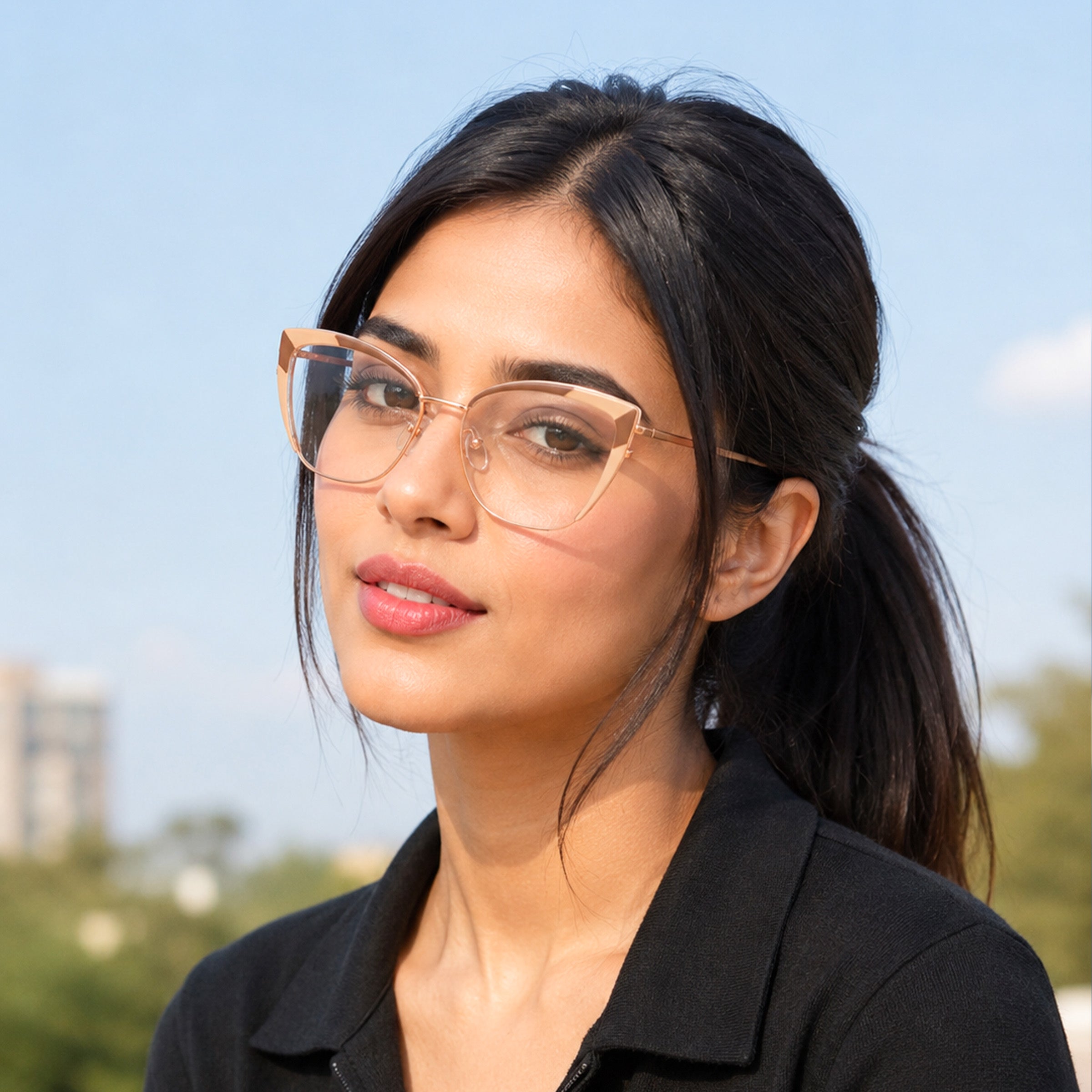 PERKEY Full Rim Cat Eye Blue Light Cut & Antiglare Computer Eyeglasses For Women - OPTL0018-C3