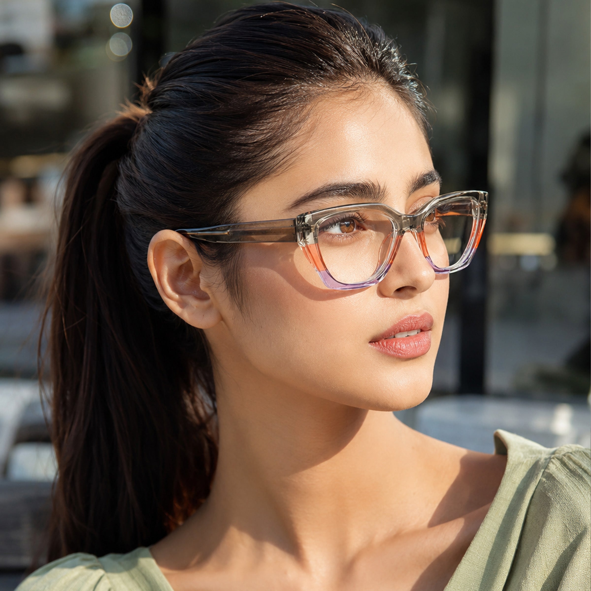 PERKEY Full Rim Cat Eye Blue Light Cut & Antiglare Computer Eyeglasses For Women  - OPTL0017-C1
