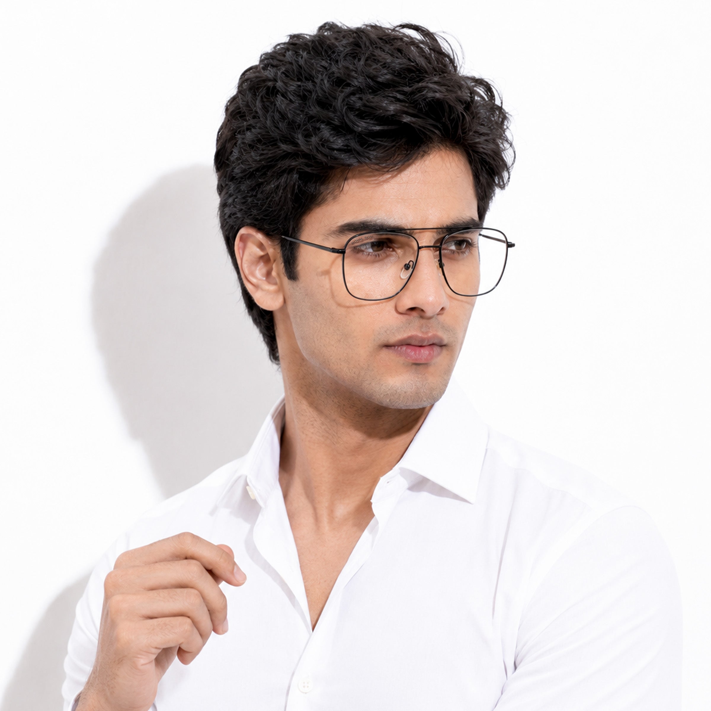 ROYAL SON Retro Square Spectacle Frame For Men And Women (RS0023SF|50|Transparent Lens)