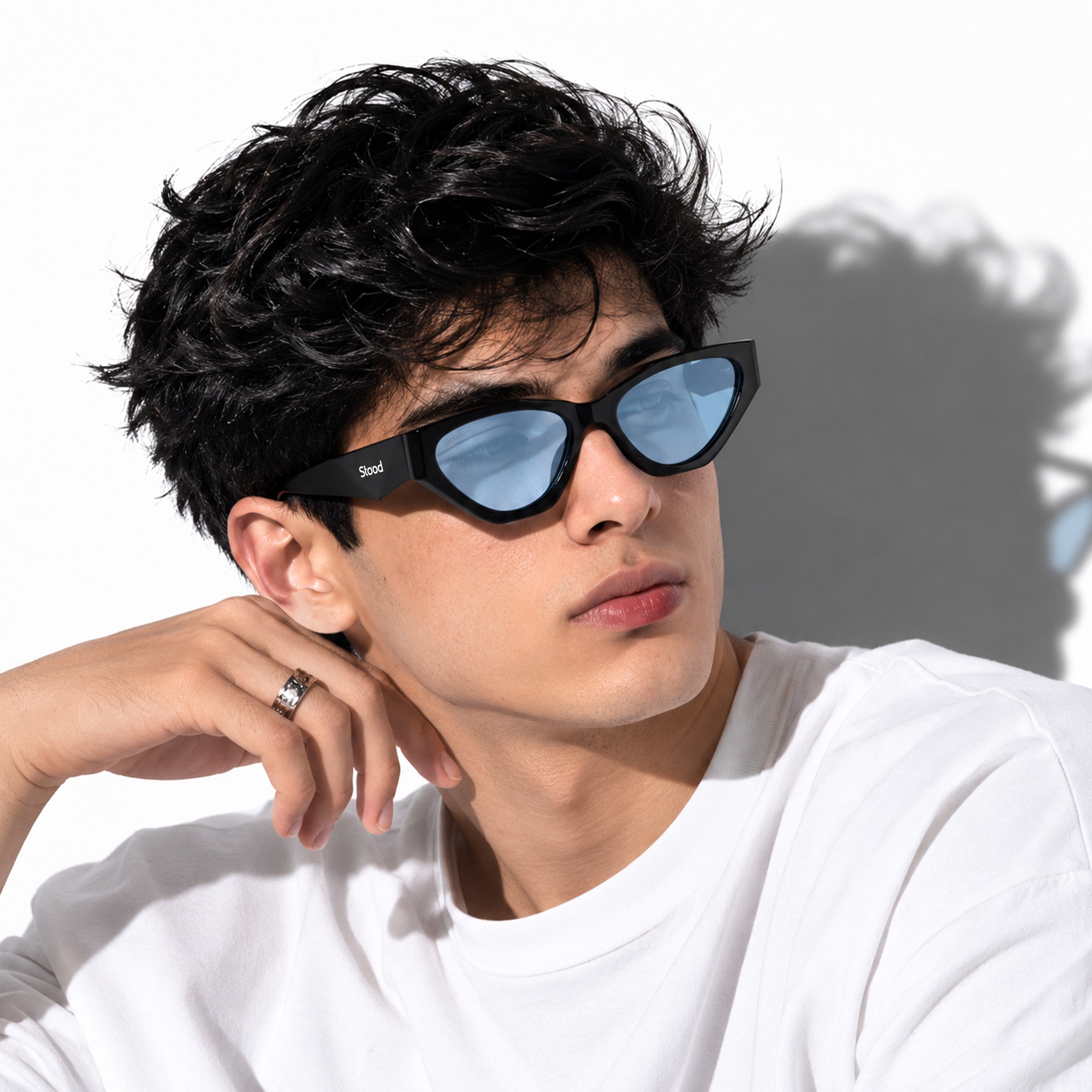 Stood Cat-Eye UV Protected Blue Sunglasses For Men & Women - SG-STD0035-C2
