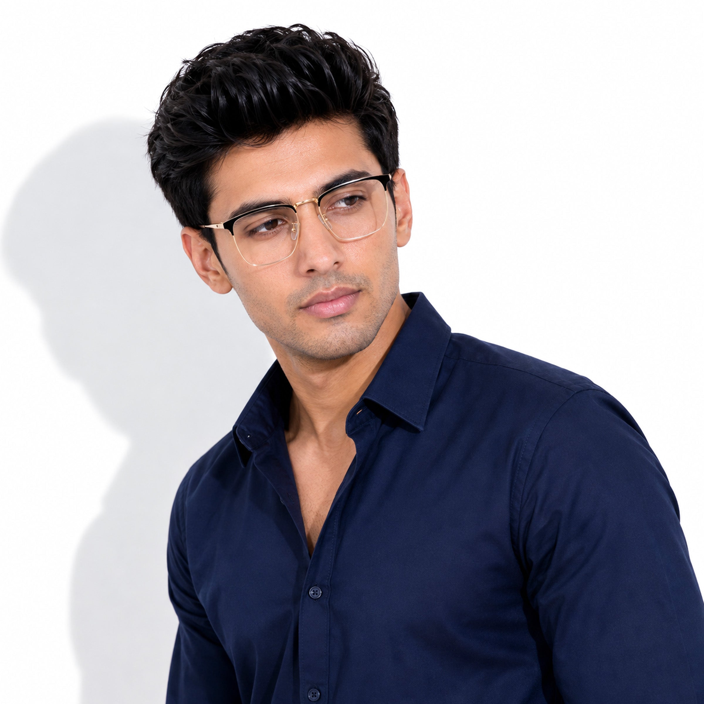 Royal Son Full Rim Black Gold Anti glare Blue Cut Spectacles Frames Men Women - SF0086-C4