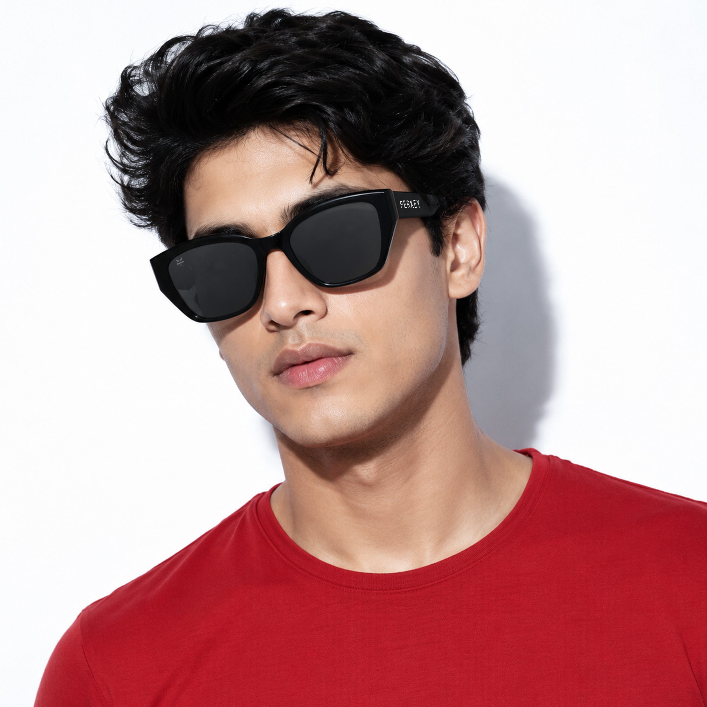 PERKEY UV Protection Retro Square Full Rim Black Sunglasses for Men & Women – PRKY0023-C1