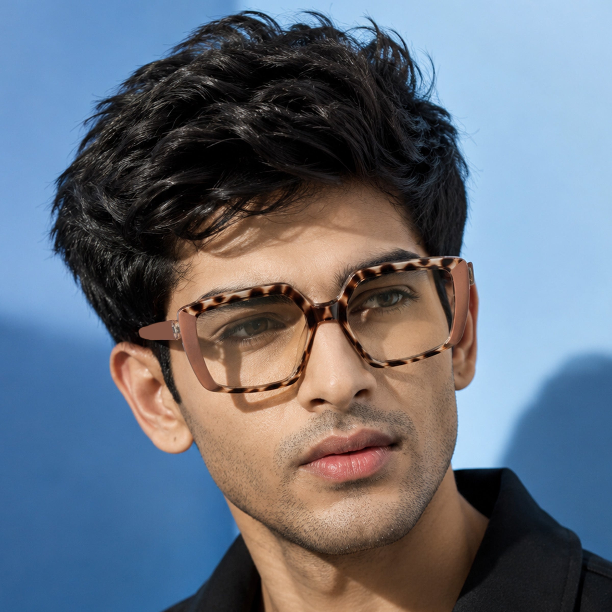 PERKEY Full Rim Square-Oversized Transparent Computer Blue Cut Spectacles Frames Men Women - OPTL007-C2