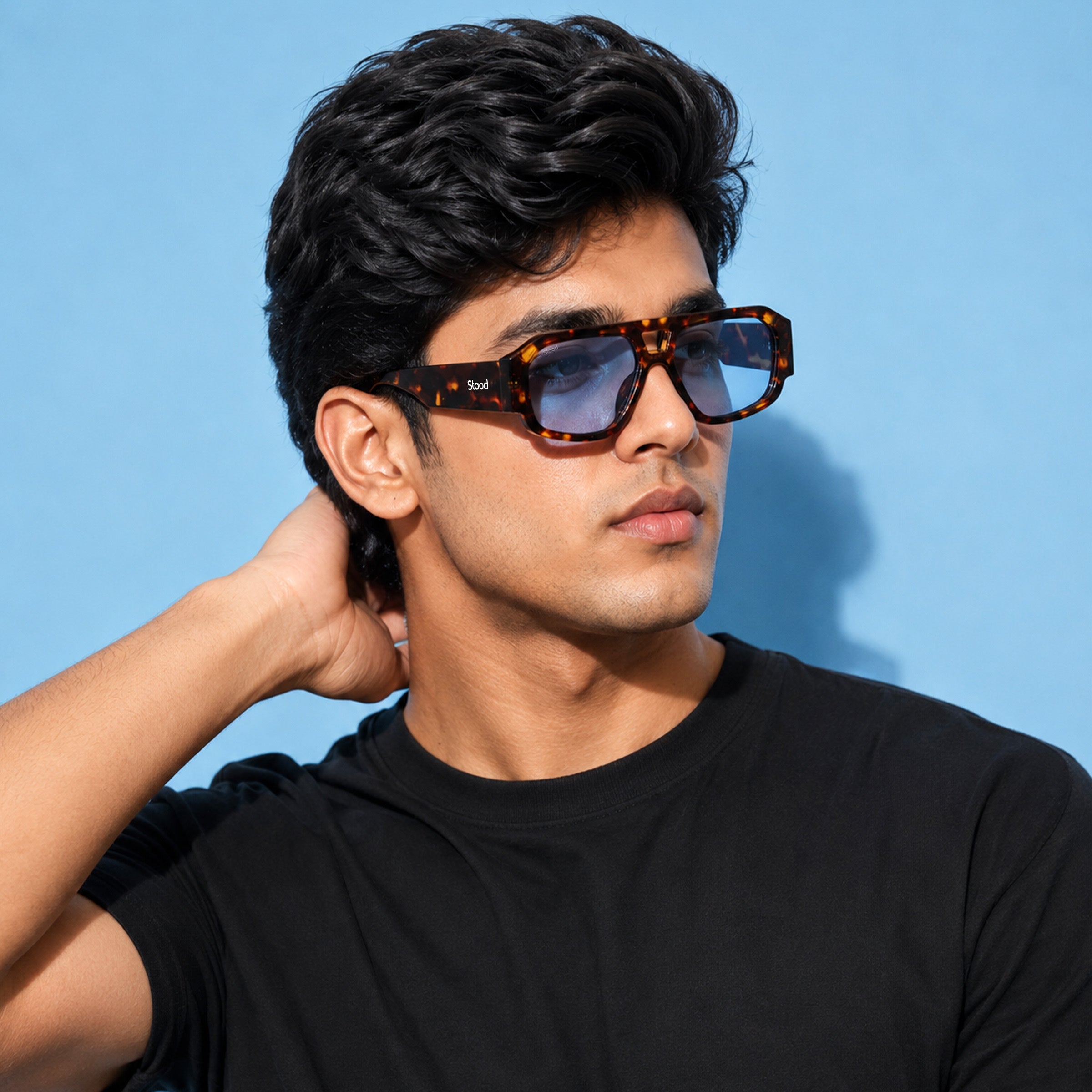 Stood Polygon UV Protected Blue Sunglasses For Men & Women - SG-STD0036-C3