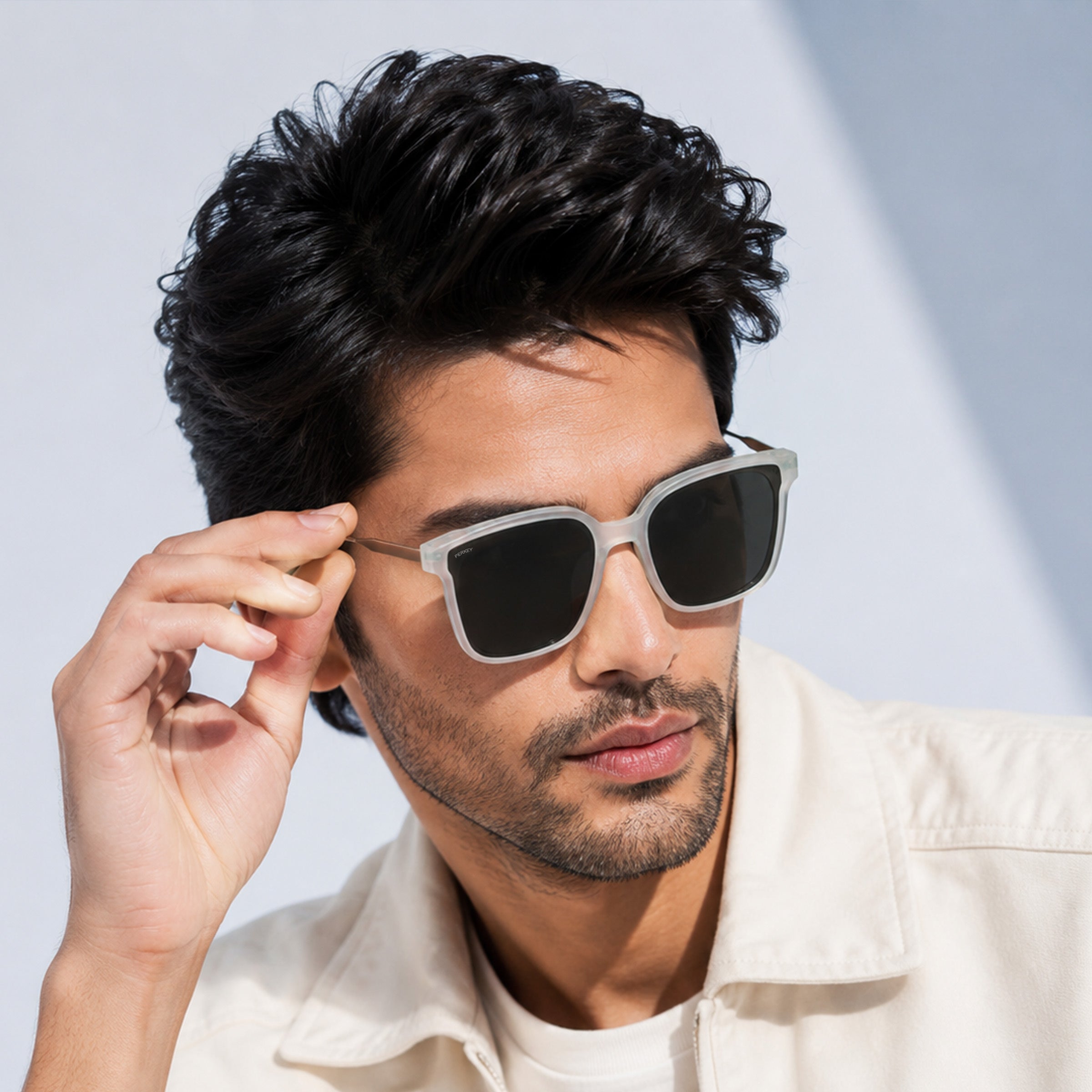 PERKEY Square-Oversized Black UV Protected Sunglasses Men Women - PRKY0013-C2