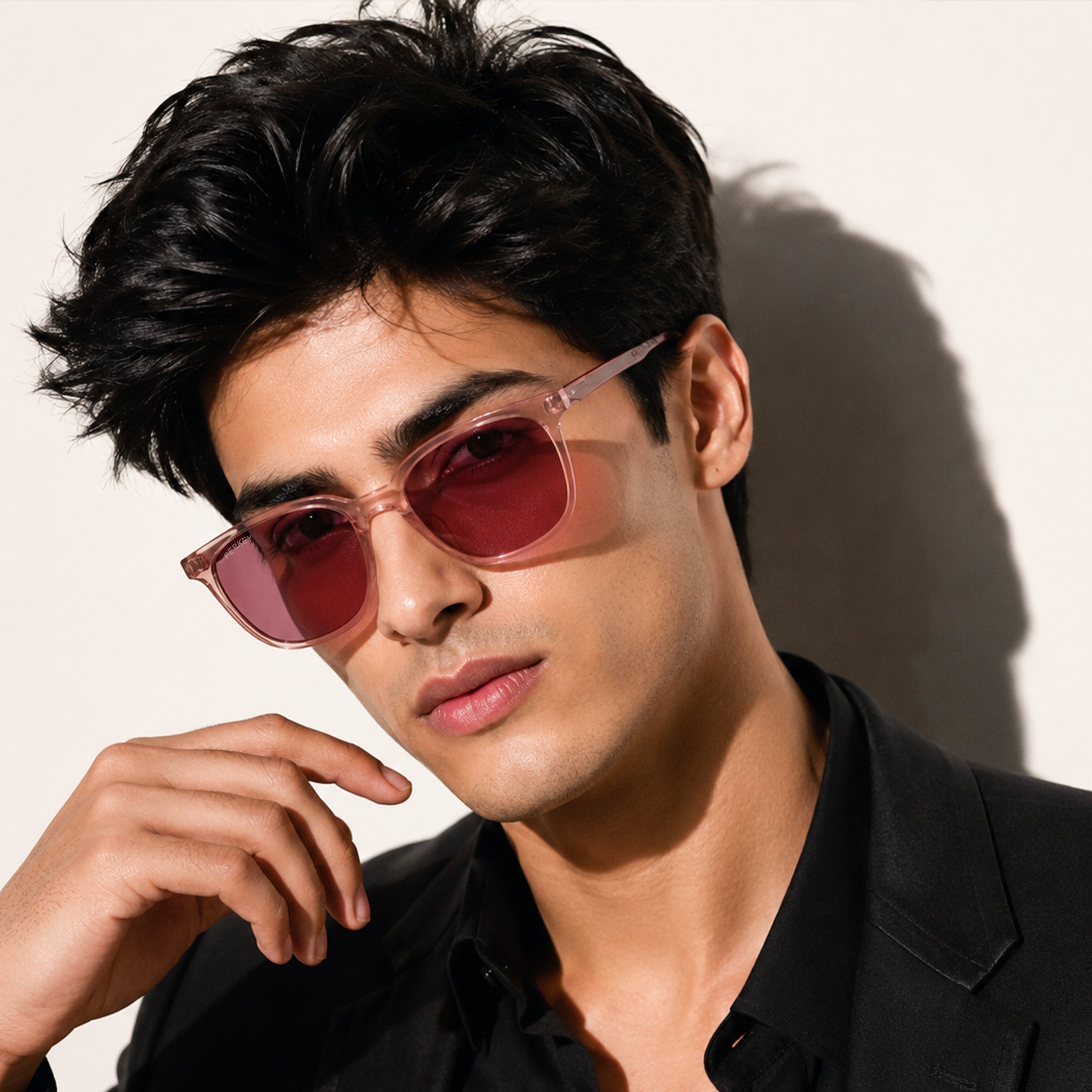 PERKEY Square Pink UV Protected Polarized Stylish Sunglasses Men Women - PRKY008-C3