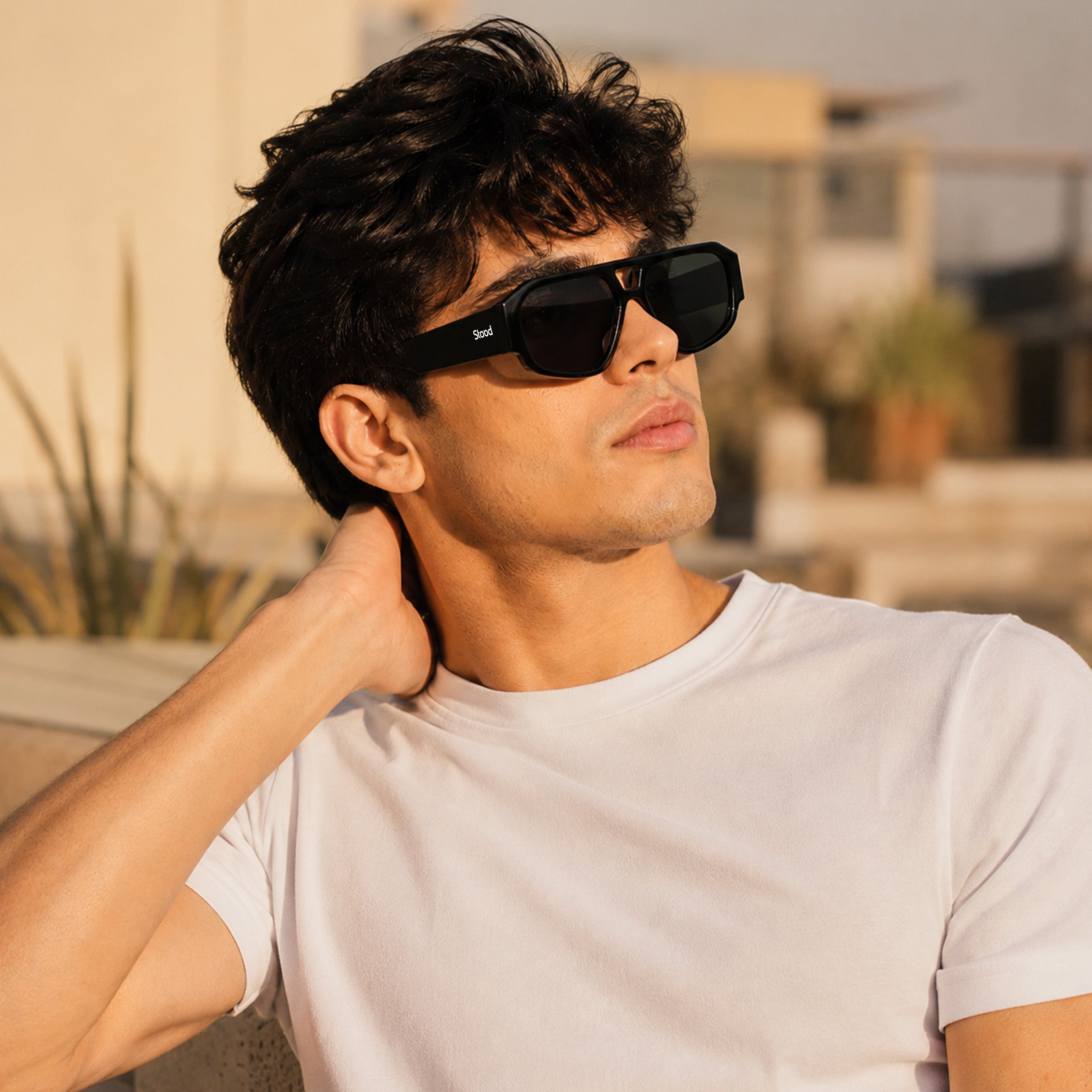 Stood Polygon UV Protected Black Sunglasses For Men & Women - SG-STD0036-C1