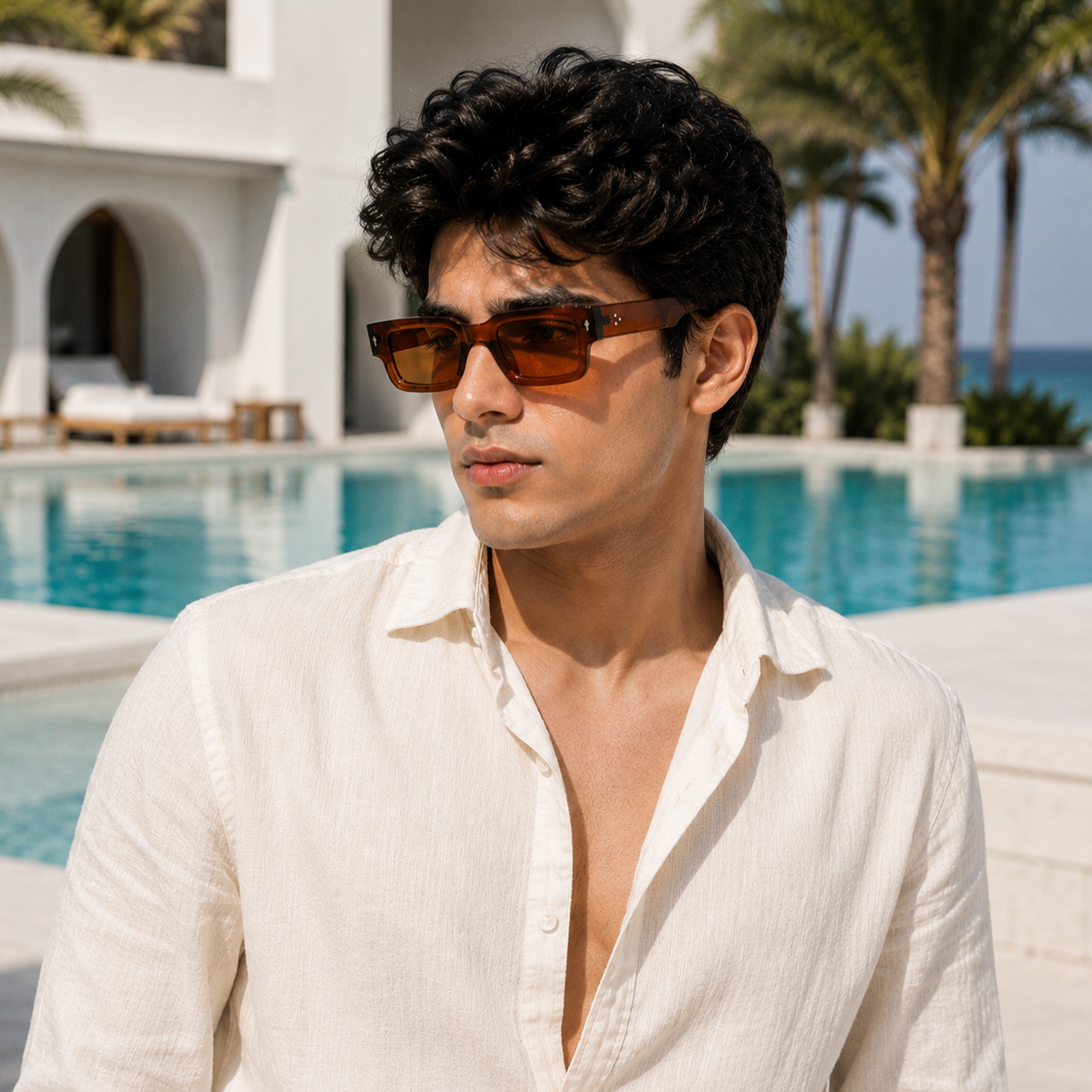 Stood Narrow Square Brown UV Protection Sunglasses For Men & Women Stylish – SG-STD0014-C5
