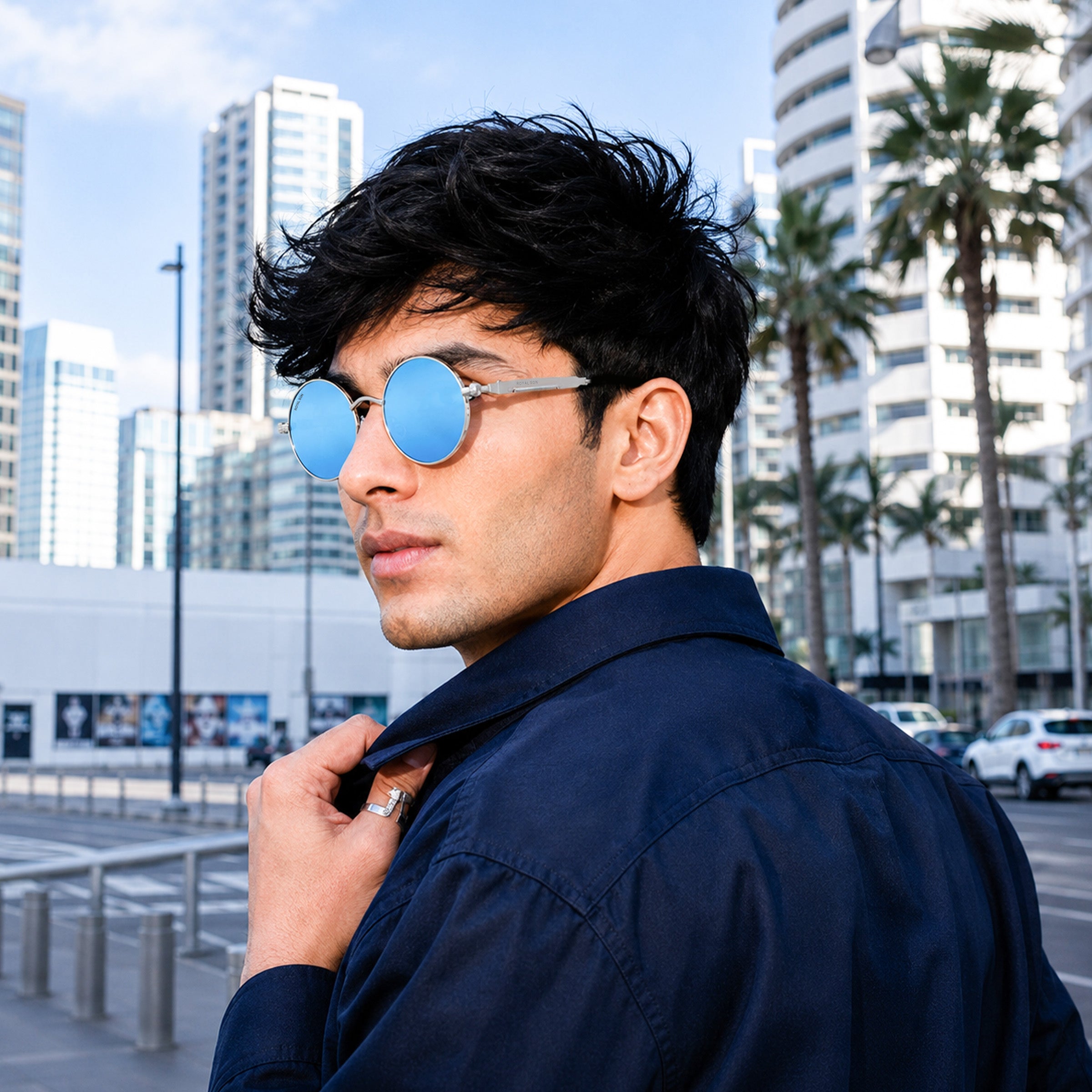 Royal Son Round Mirrored Men Women Sunglasses - CHI0084-C3