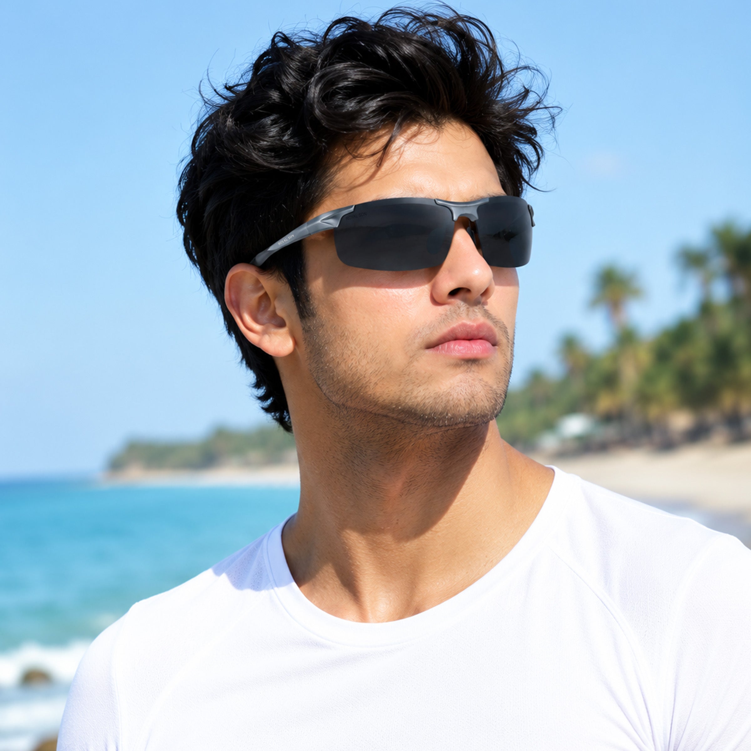 Royal Son Wrap-Around Polarized Men Sunglasses - CHI0094-C2