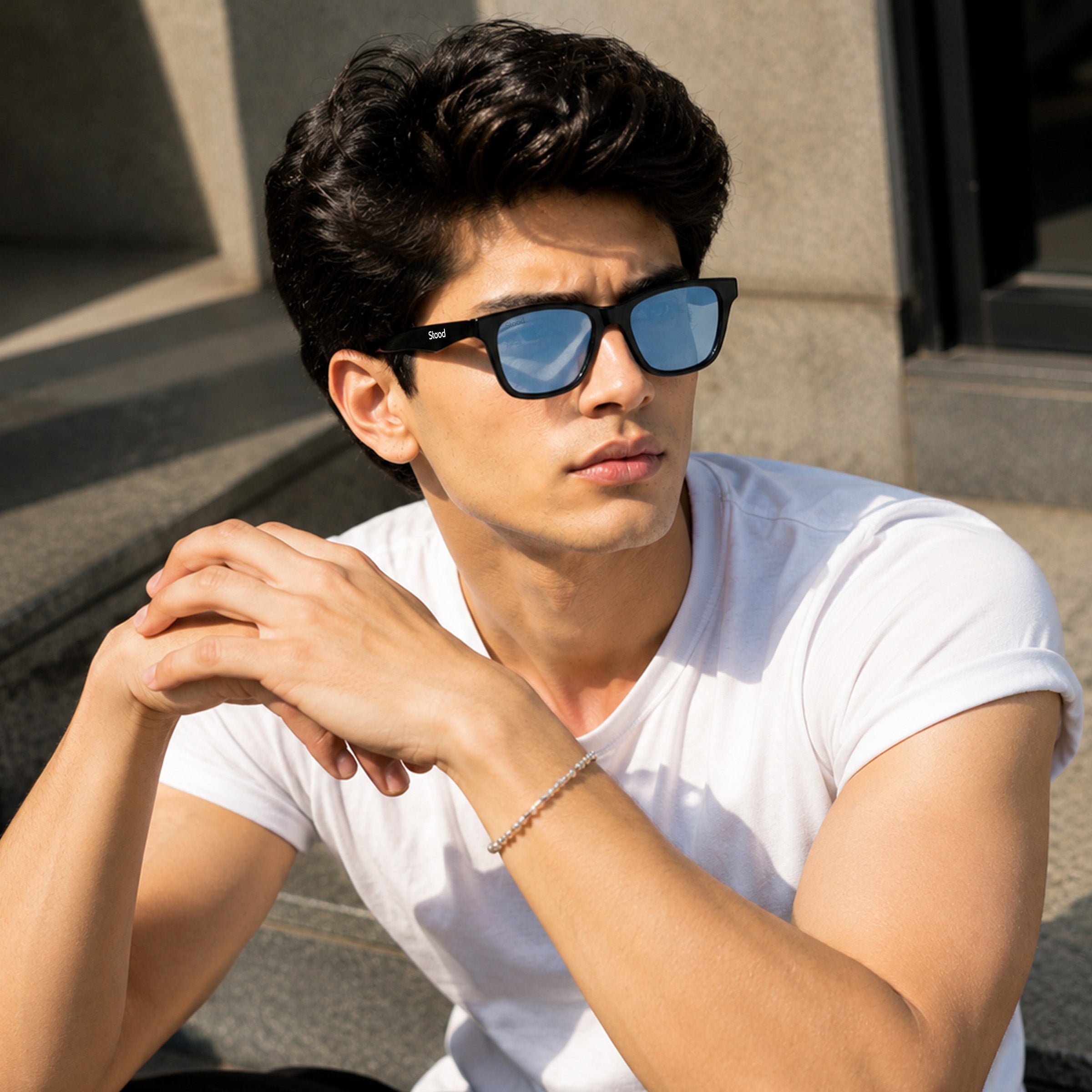 Stood Blue Square UV Protected Sunglasses For Men & Women - SG-STD0033-C3