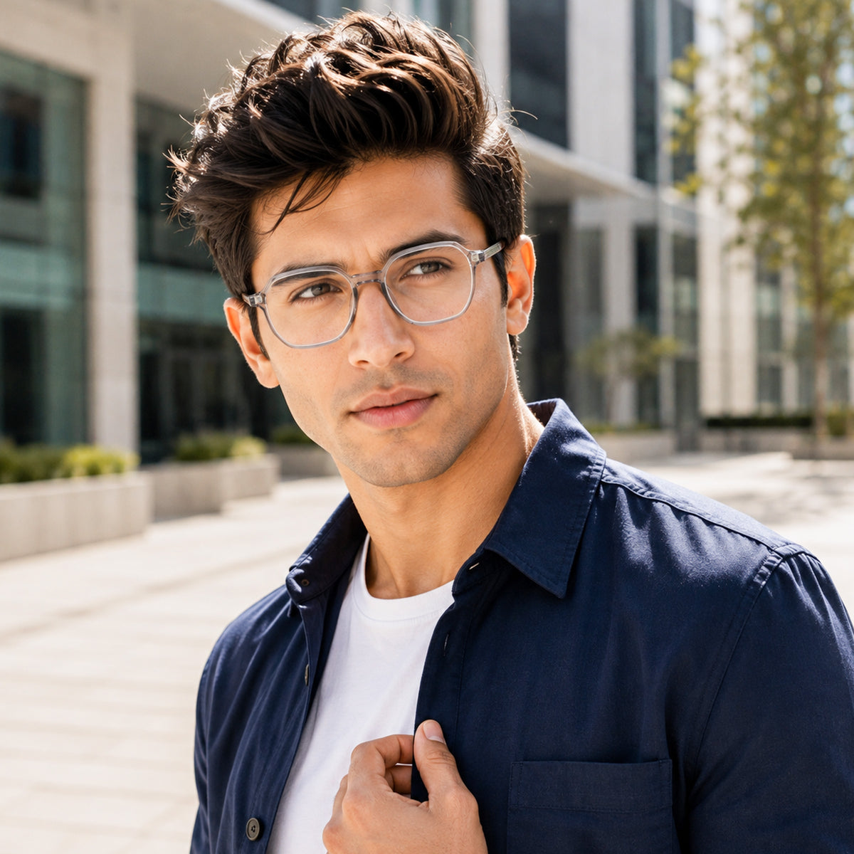Royal Son Polygon Stylish White Men Spectacles Frame Eye Protection Laptop - SF0025-C3