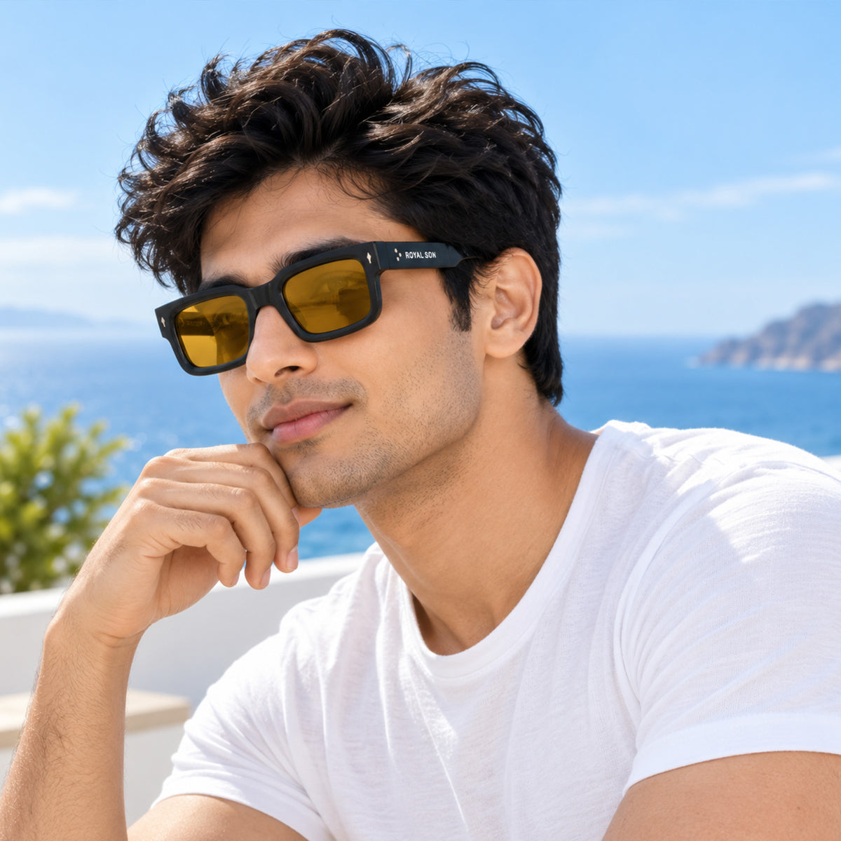 Royal Son Polarized Square Yellow Lens UV Protection Sunglasses for Men & Women - SG-RS1115-C3