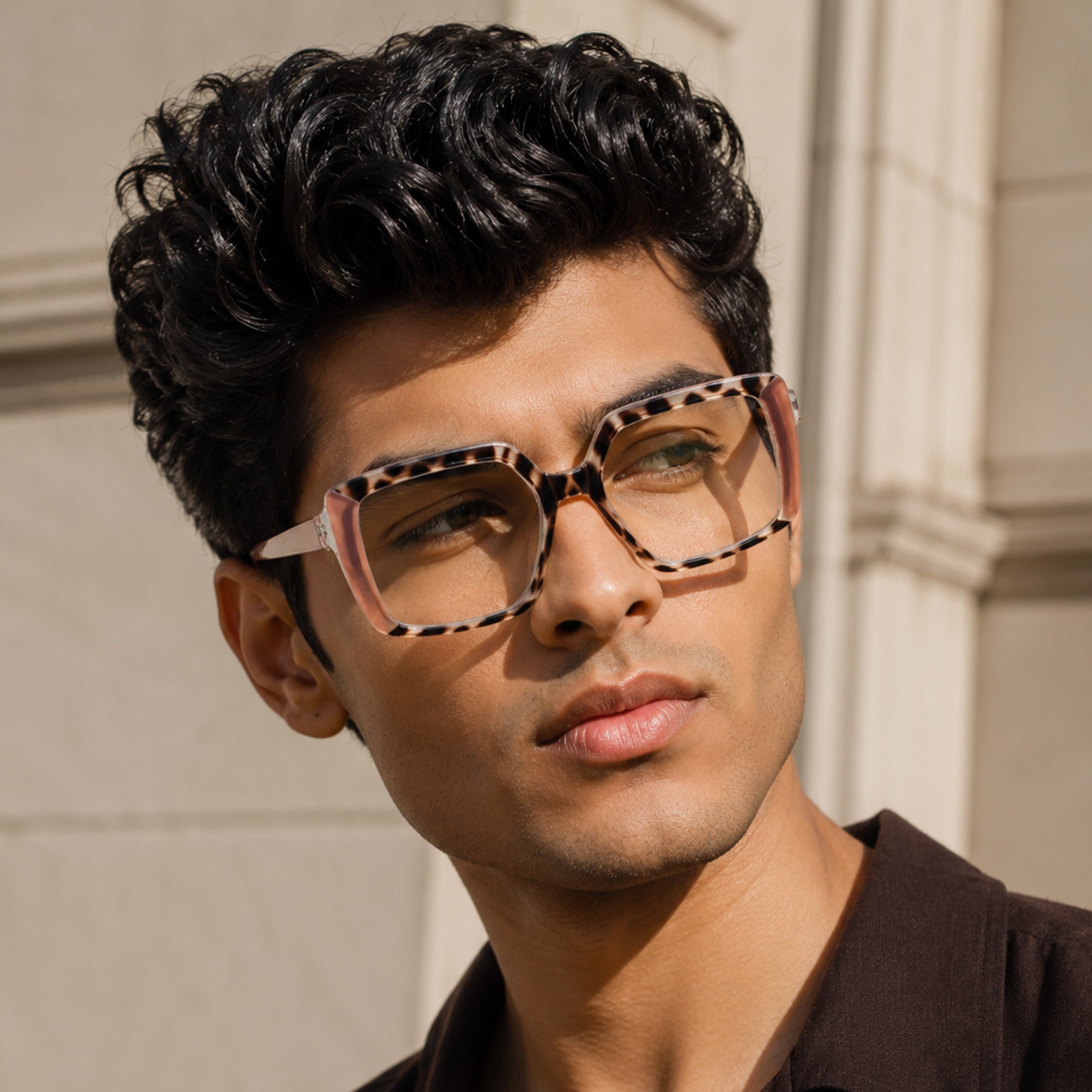 PERKEY Full Rim Square-Oversized Transparent Computer Blue Cut Spectacles Frames Men Women - OPTL007-C2
