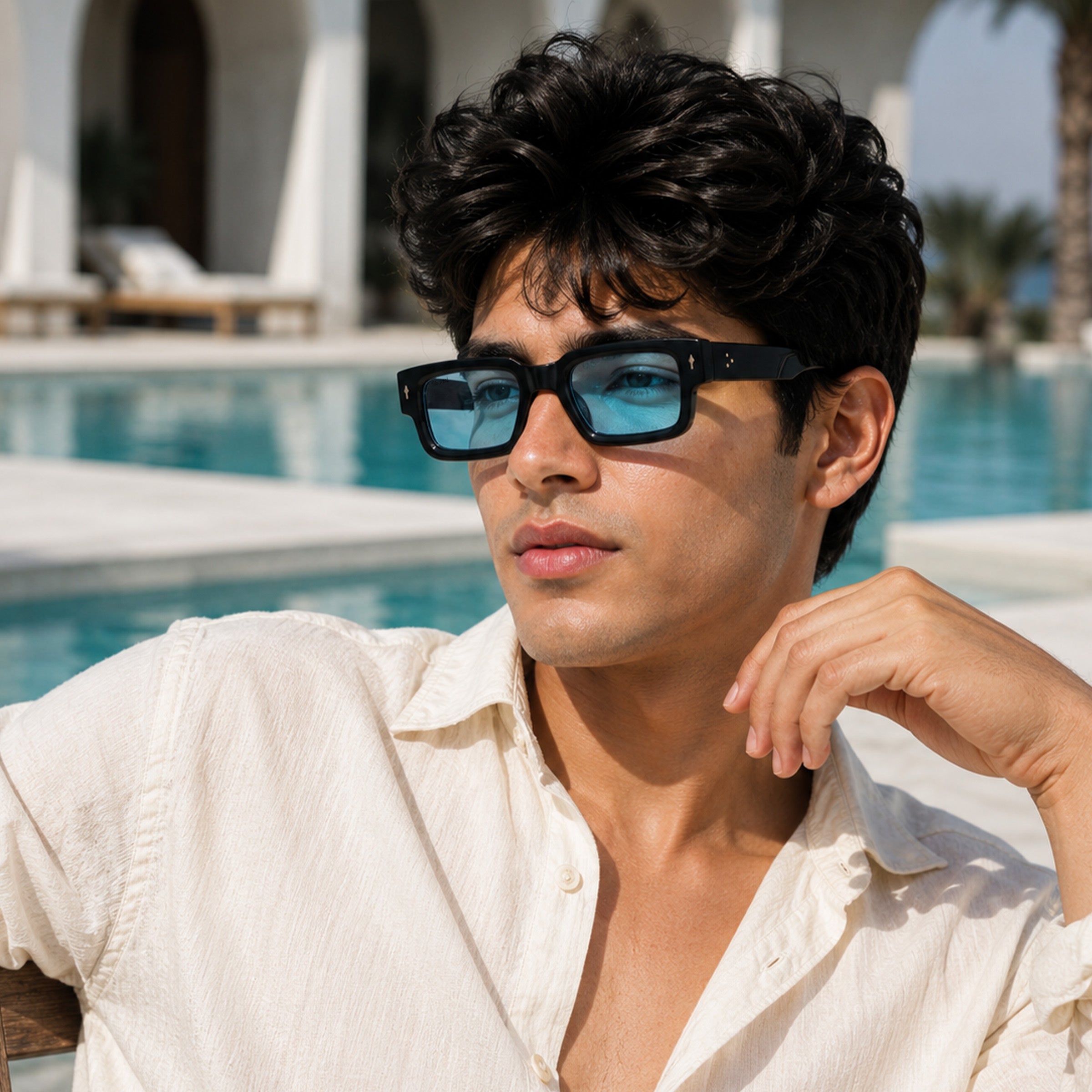Stood Narrow Square Blue UV Protection Goggles For Men & Women Sunglasses – SG-STD0014-C4