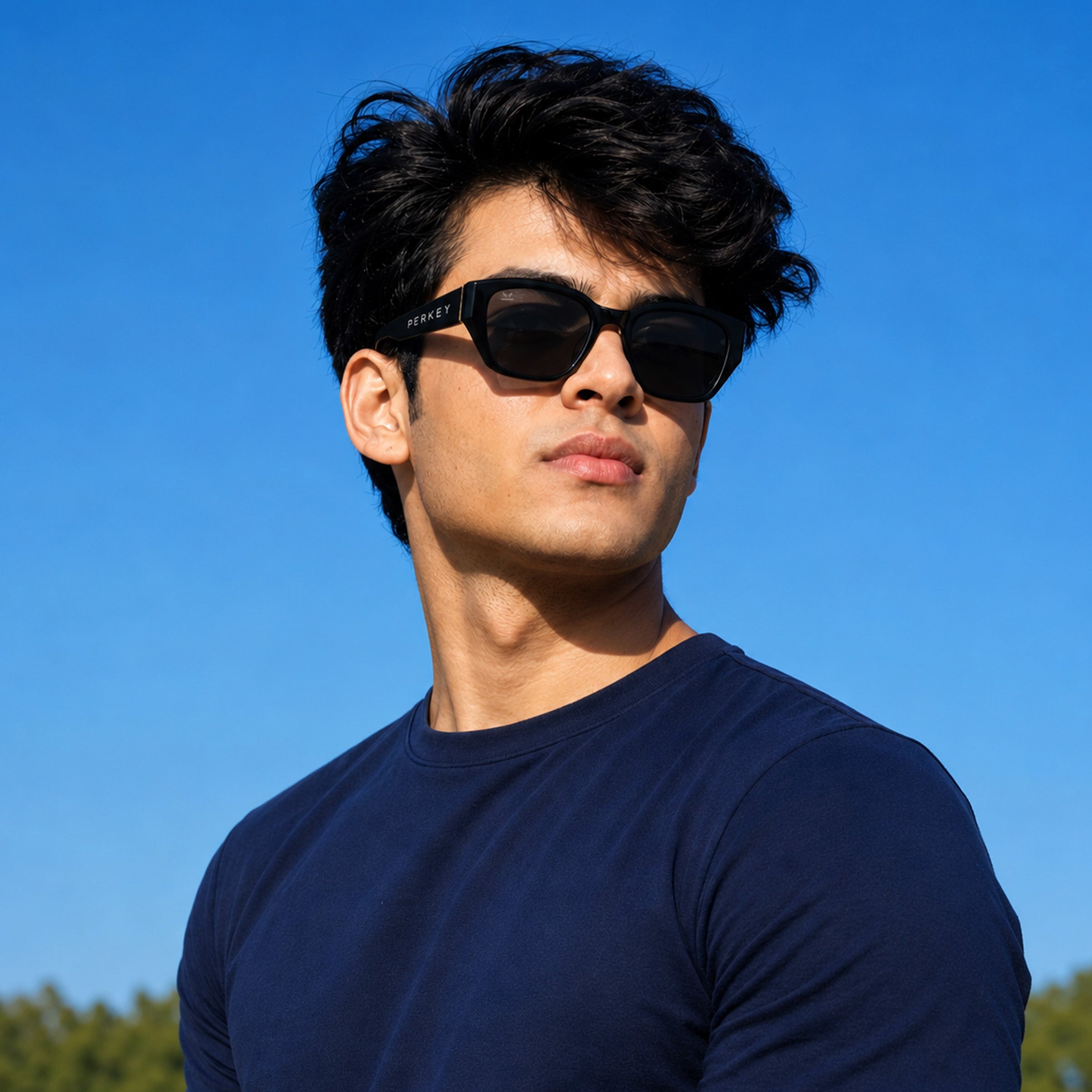 PERKEY UV Protection Retro Square Full Rim Black Sunglasses for Men & Women – PRKY0023-C1