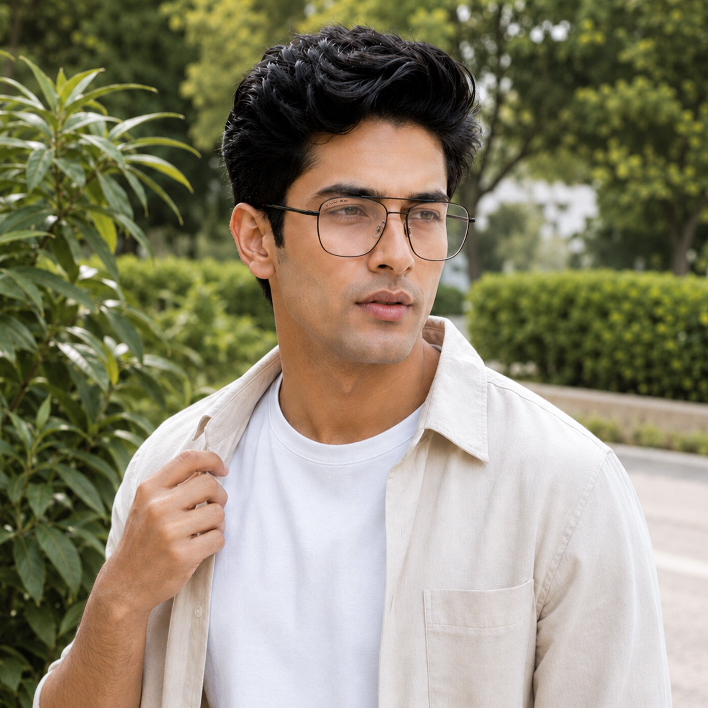 ROYAL SON Retro Square Spectacle Frame For Men And Women (RS0023SF|50|Transparent Lens)