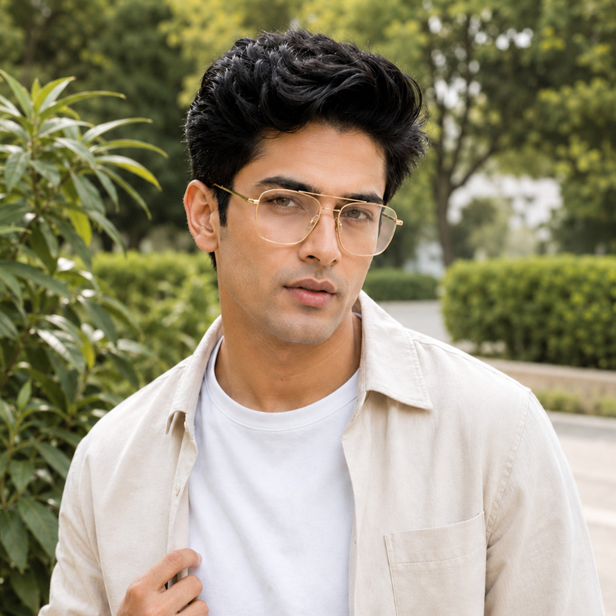 ROYAL SON Retro Square Spectacle Frame For Men And Women (RS0022SF|50|Transparent Lens)