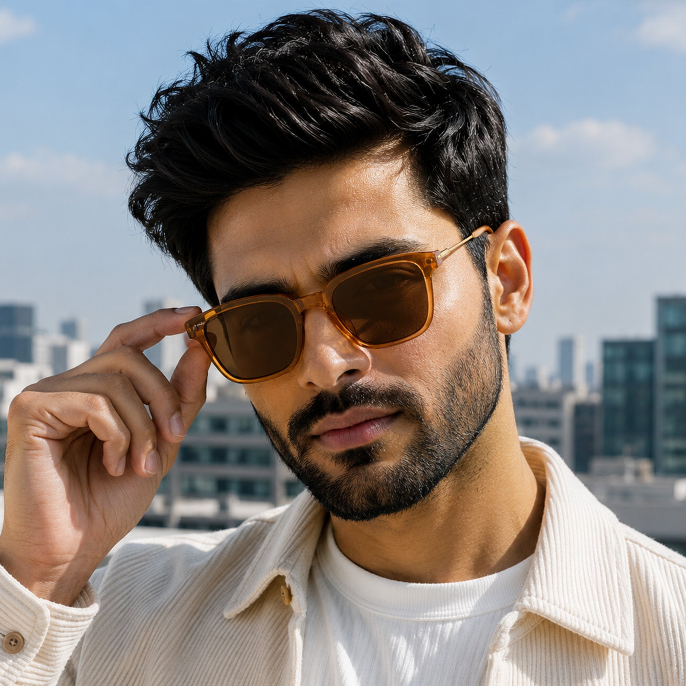 PERKEY Square-Oversized Stylish Sunglasses Men Women - PRKY0013-C4