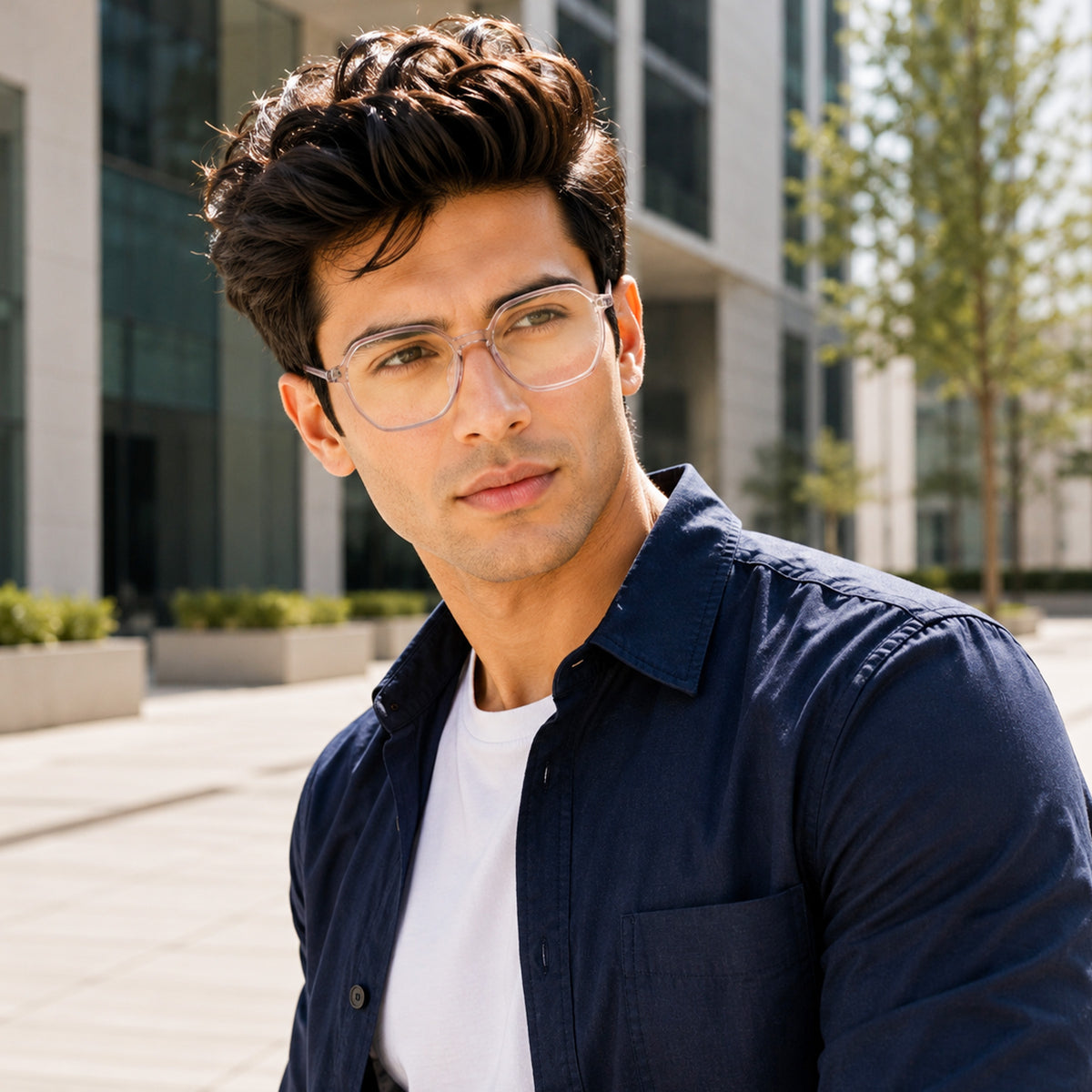 Royal Son Hexagon Blue Light Blocking Stylish White Spectacles For Men Women - SF0025-C6
