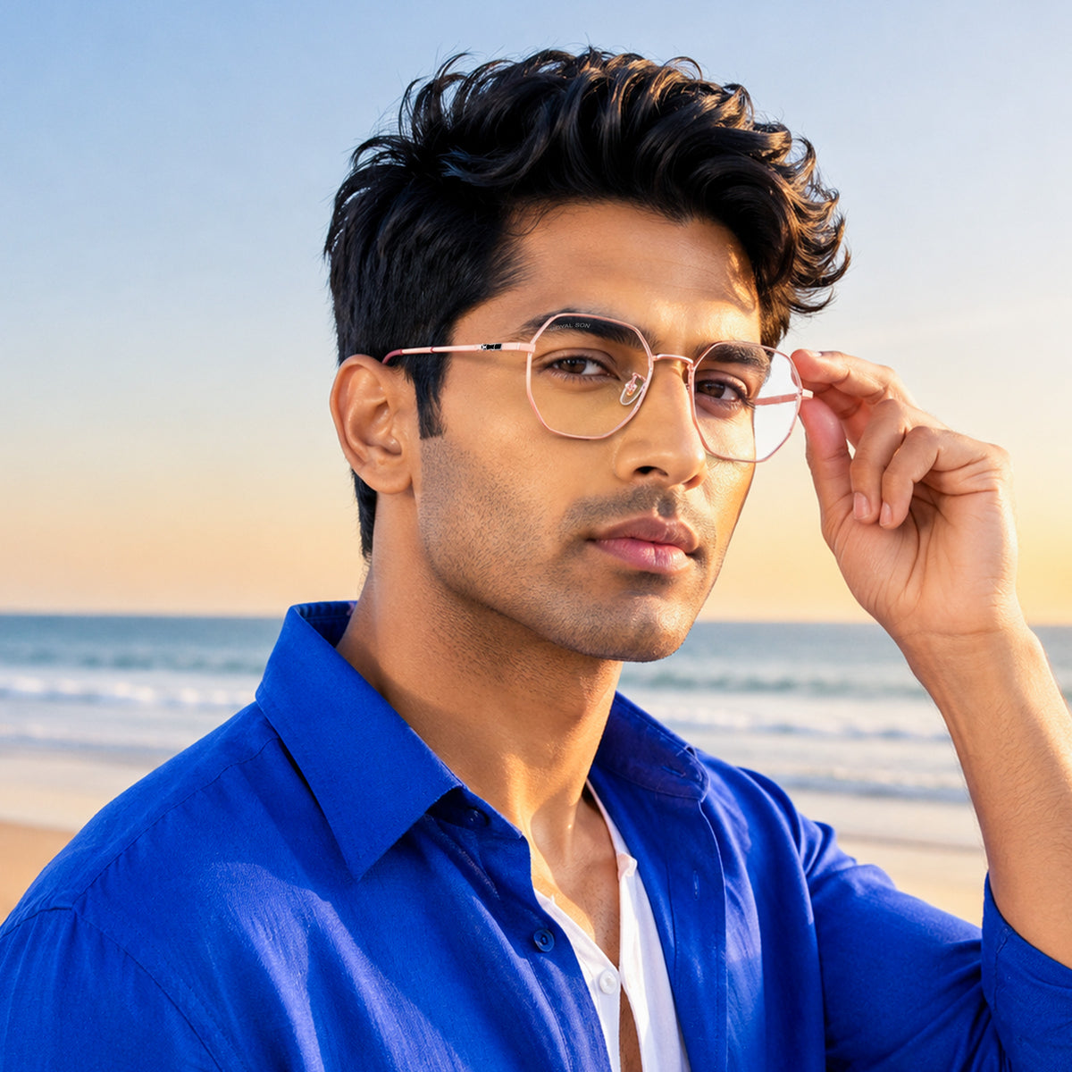 Royal Son Hexagonal Blue Ray Cut Men Women Eye Glasses - SF0019-C5