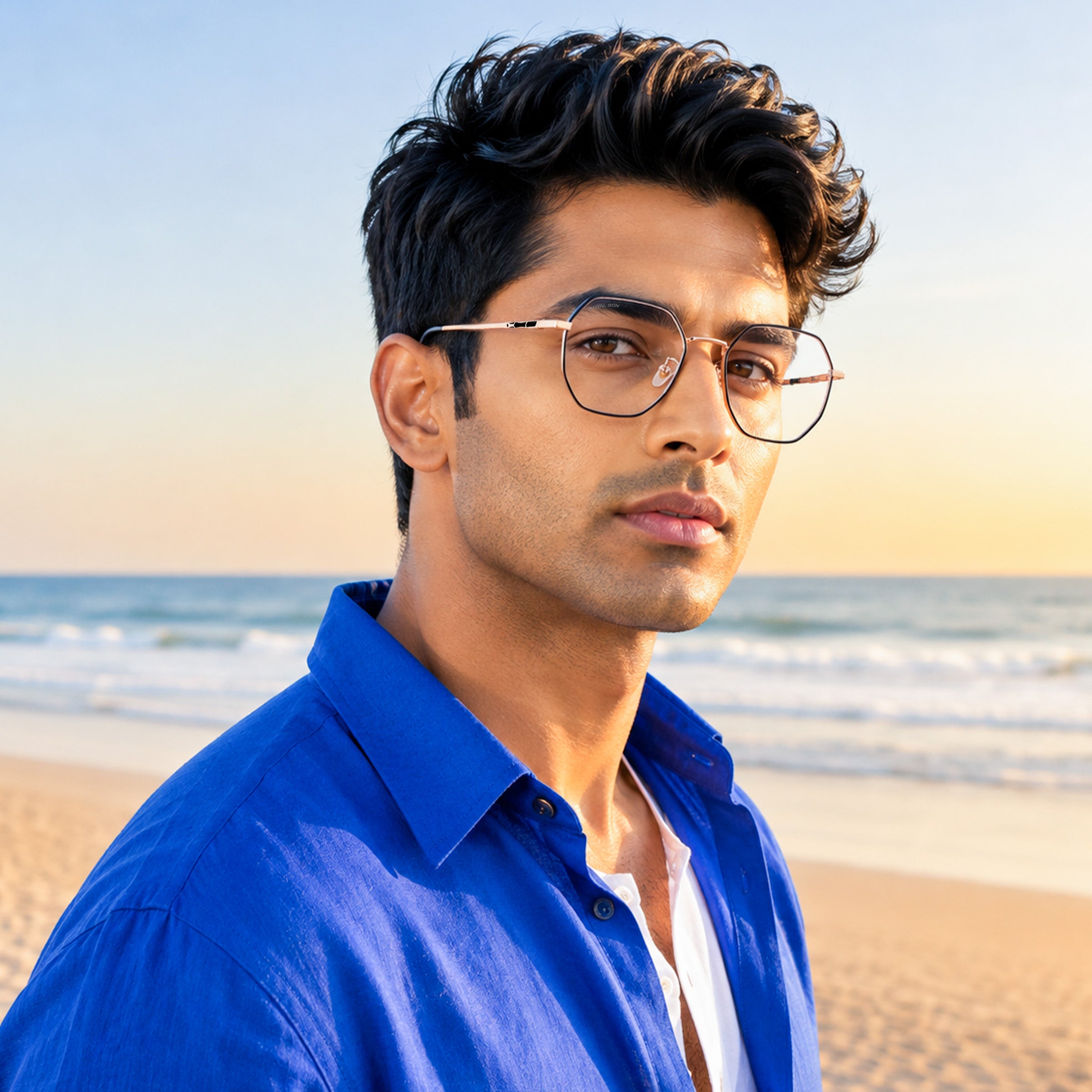 Royal Son Hexagonal Blue Ray Cut Men Women Eye Glasses - SF0019-C4