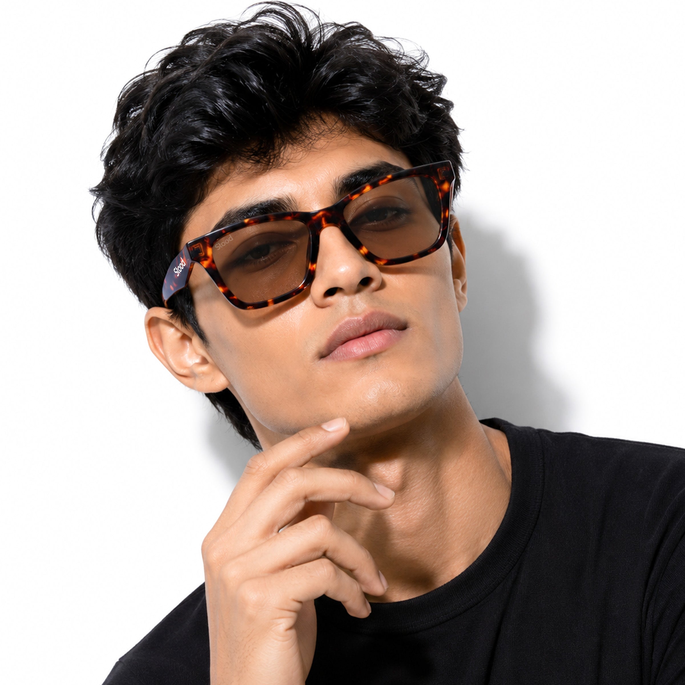 Stood Square UV Protected Brown Sunglasses For Men & Women - SG-STD0033-C2