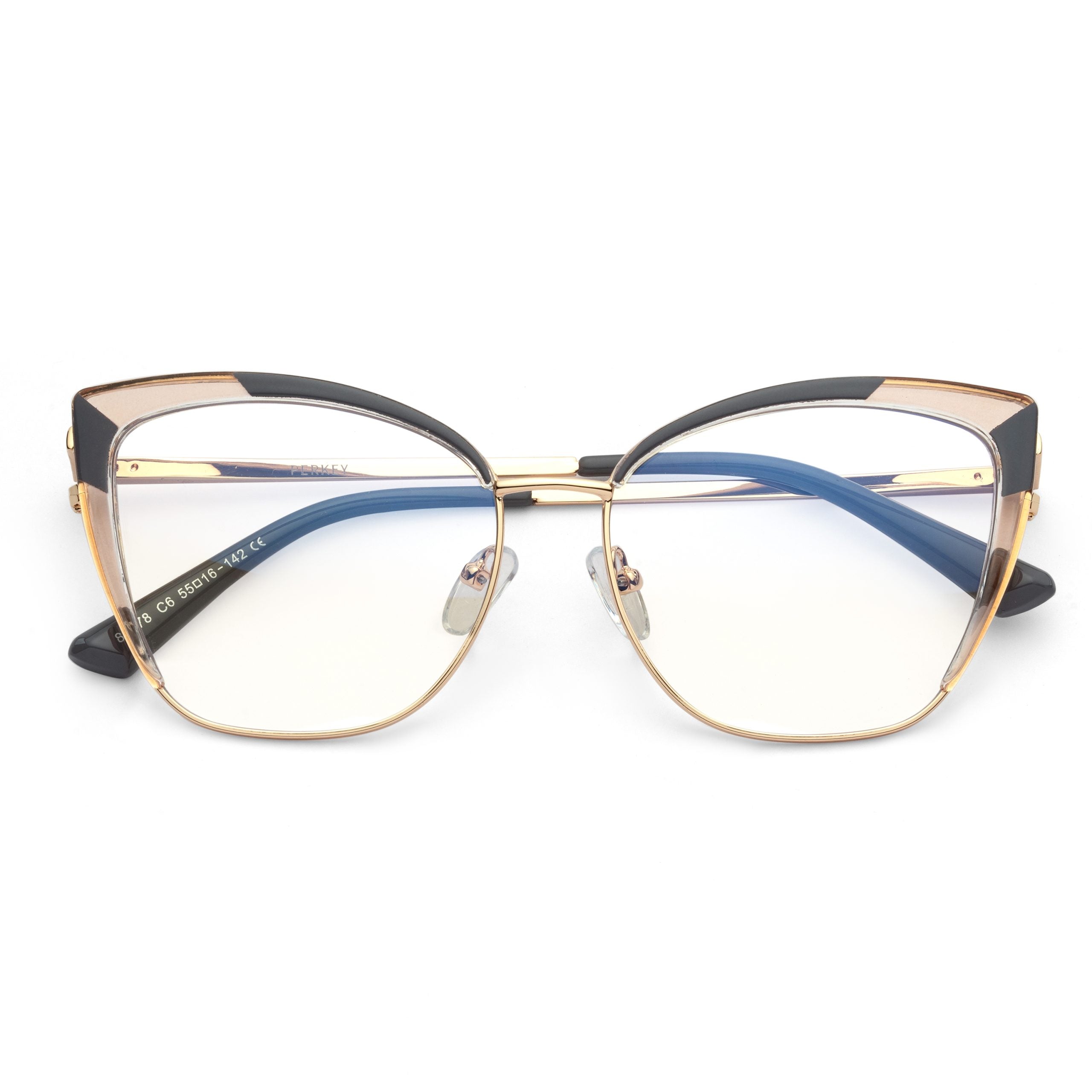 PERKEY Full Rim Cat Eye Blue Light Cut & Antiglare Computer Eyeglasses For Women - OPTL0018-C2