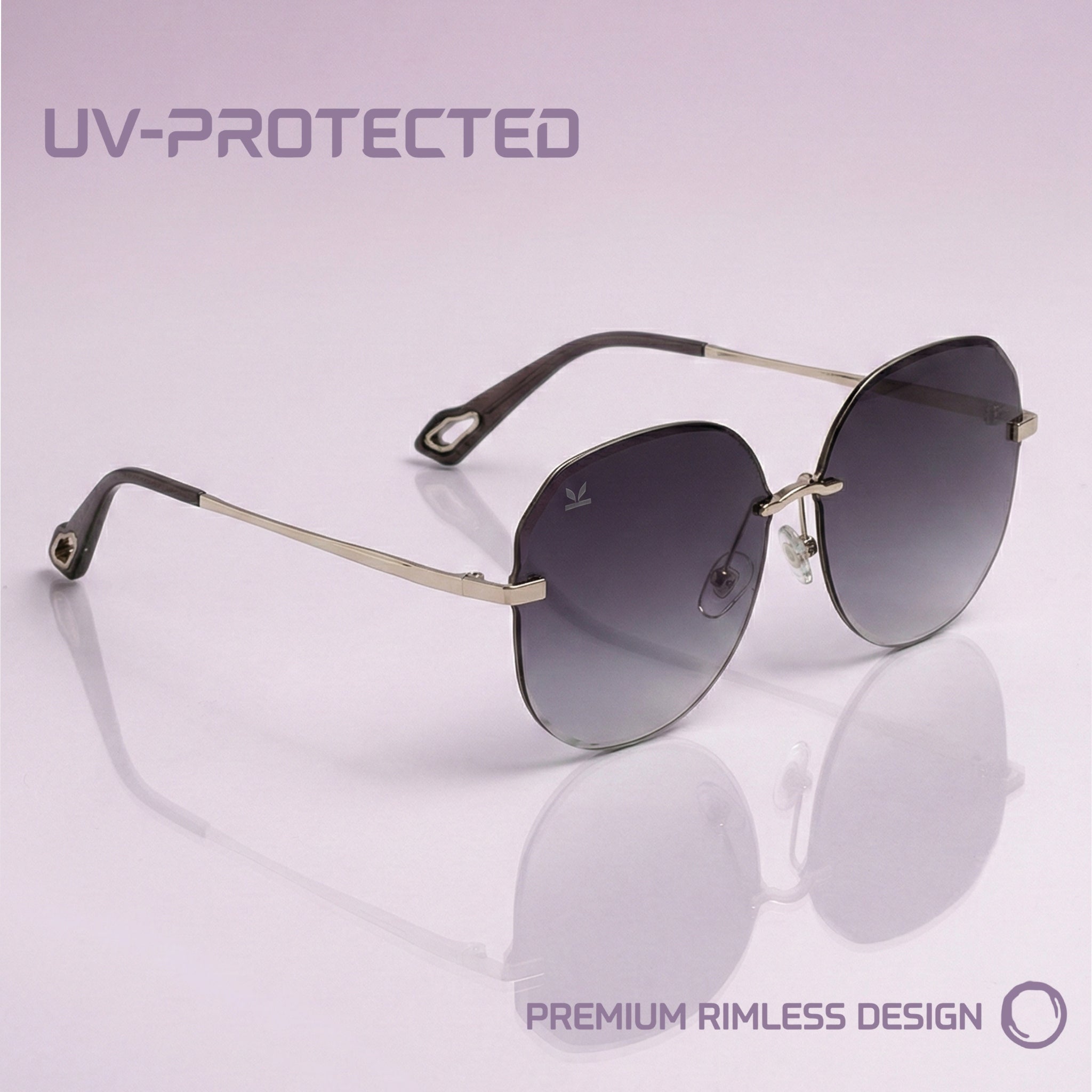 PERKEY UV Protected Stylish Rimless Sunglasses For Women - PRKY0015-C1